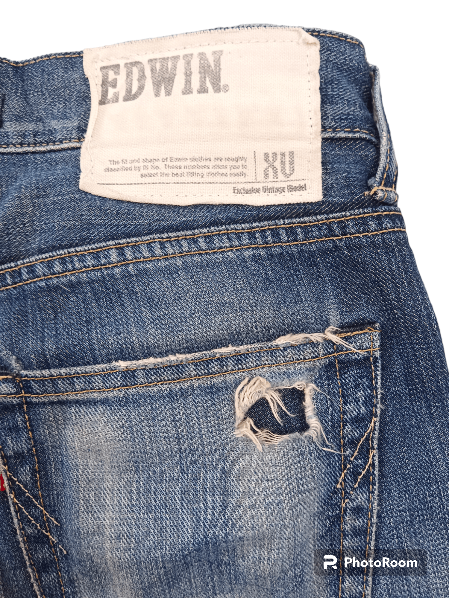 Edwin Crocodile Skin Leather Patchwork Distressed Flare Denim Size US 29 - 6 Thumbnail