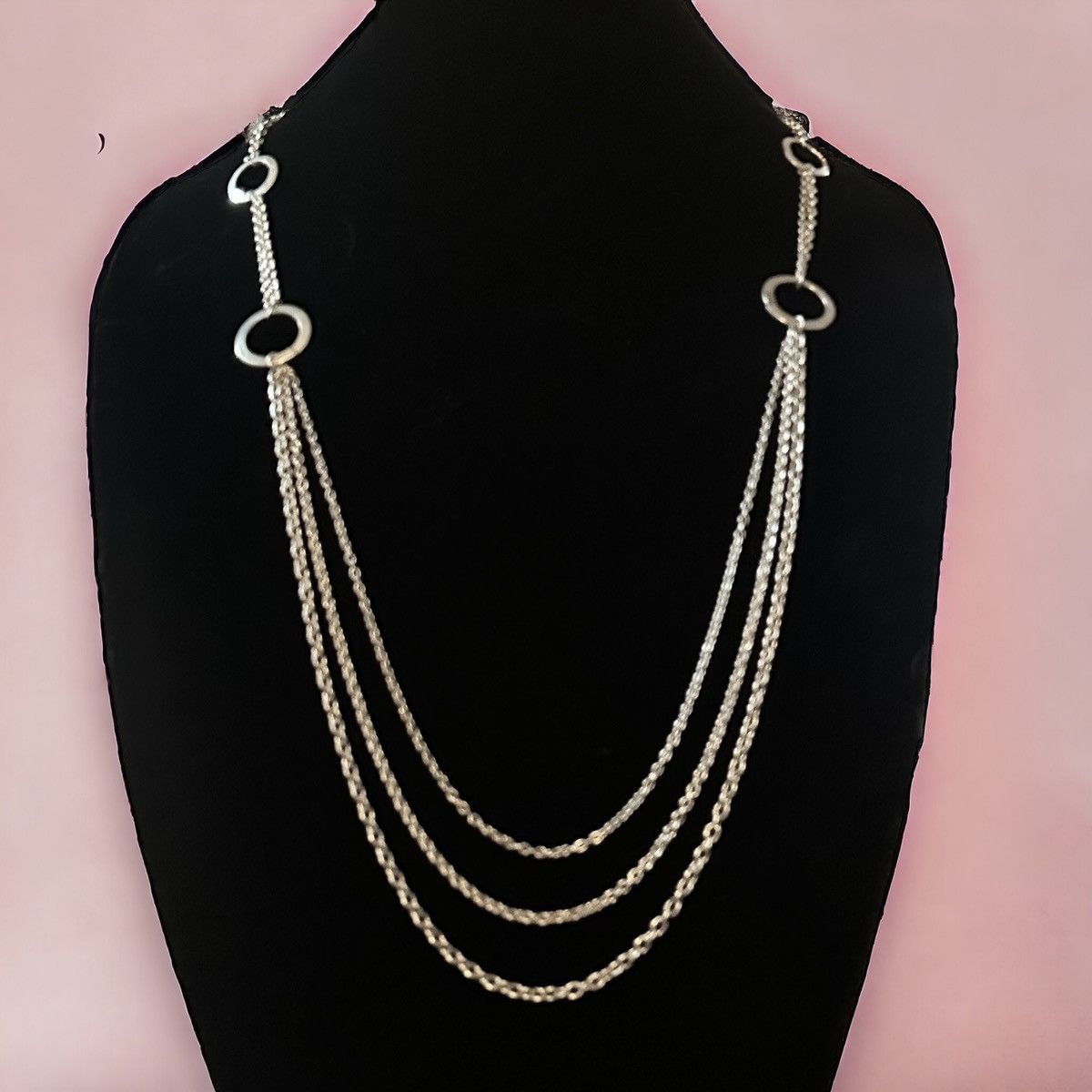 Other Long layered multi strand silver tone necklace Size ONE SIZE - 1 Thumbnail