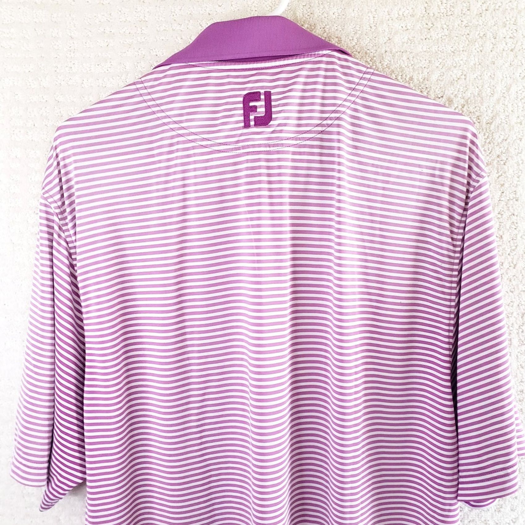 Footjoy FootJoy Men Polo Shirt Purple White Striped Short Sleeve M EUC Sports Golf Shirt Size US M / EU 48-50 / 2 - 7 Thumbnail