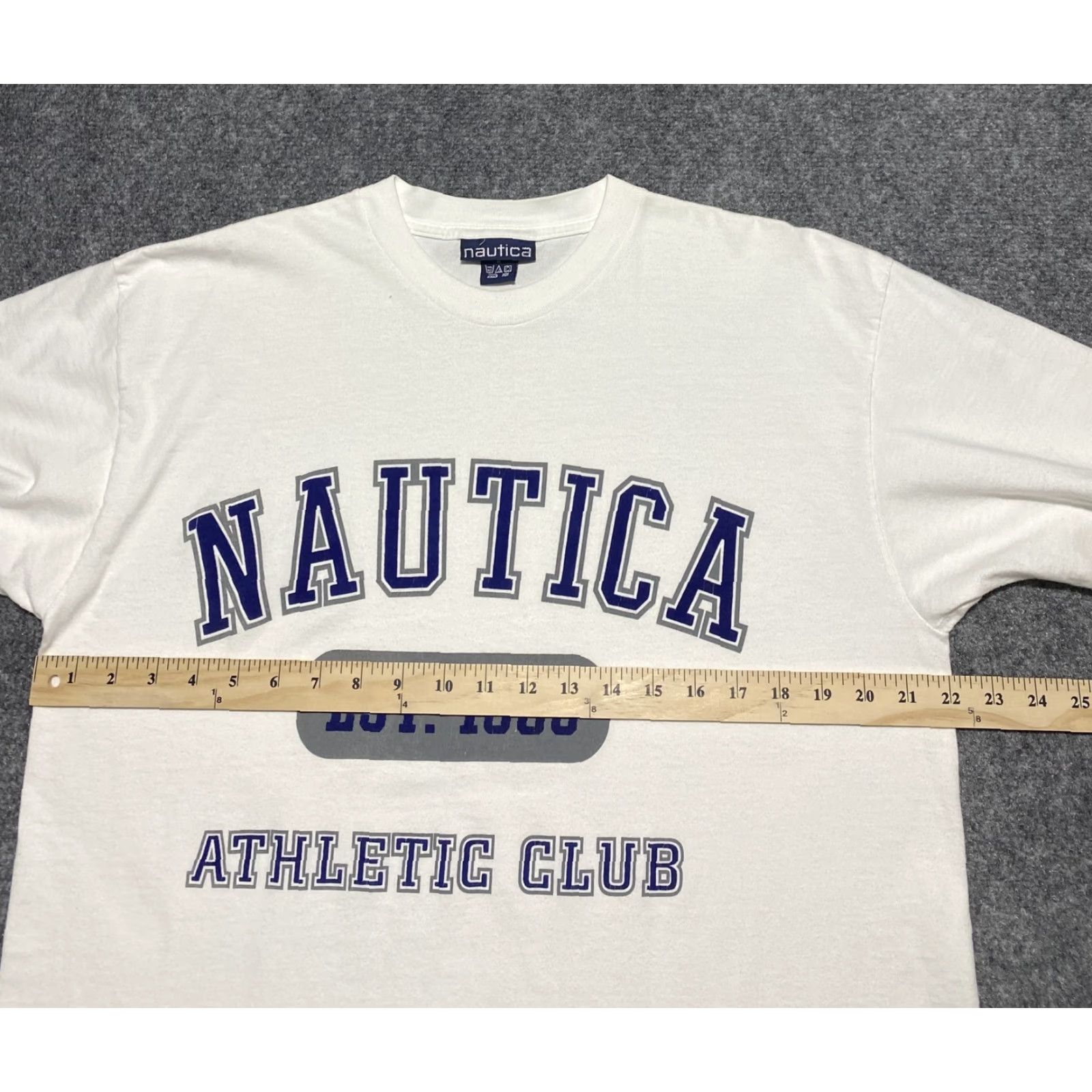 Nautica VINTAGE Nautica Shirt Mens M White Athletic Club Est 1983 Graphic Spell Out USA Size US M / EU 48-50 / 2 - 6 Thumbnail