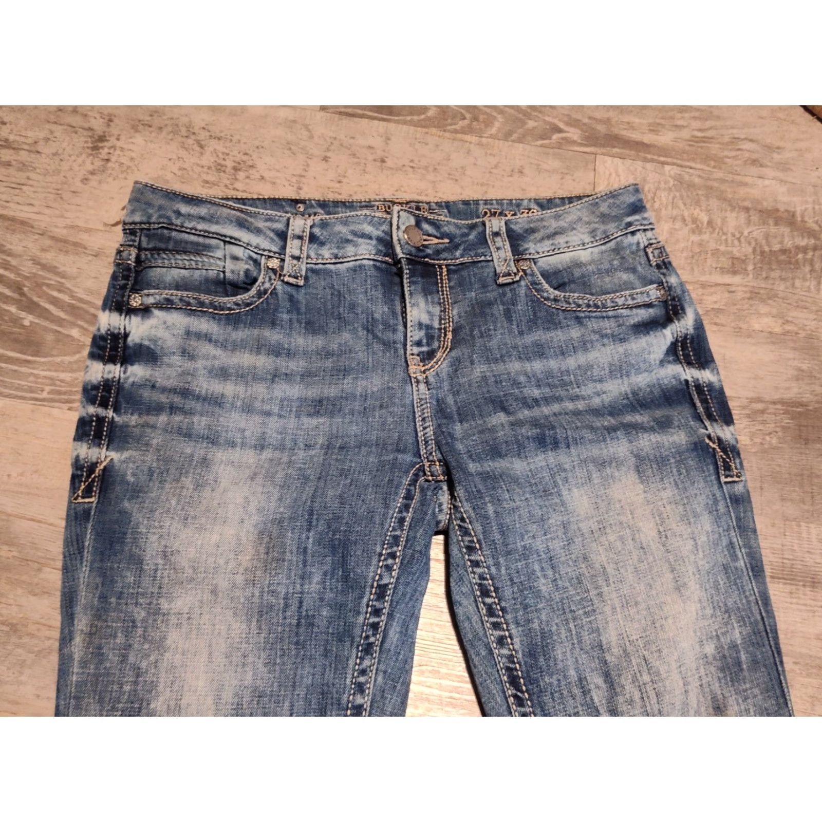 Buckle Black BUCKLE BLACK Womens Jeans Straight Leg Acid Wash Blue Cotton Blend 32x31 All Seasons Size 24" / US 00 / IT 34 - 5 Thumbnail