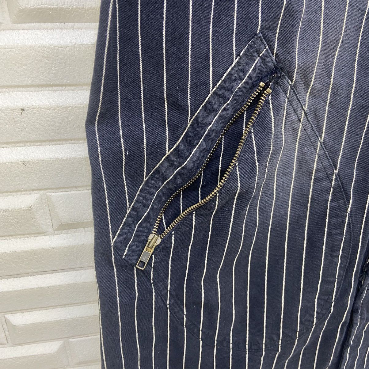 Japanese Brand Japanese Brand Thanx God Stripes Distressed Denim Jacket Size US S / EU 44-46 / 1 - 11 Thumbnail