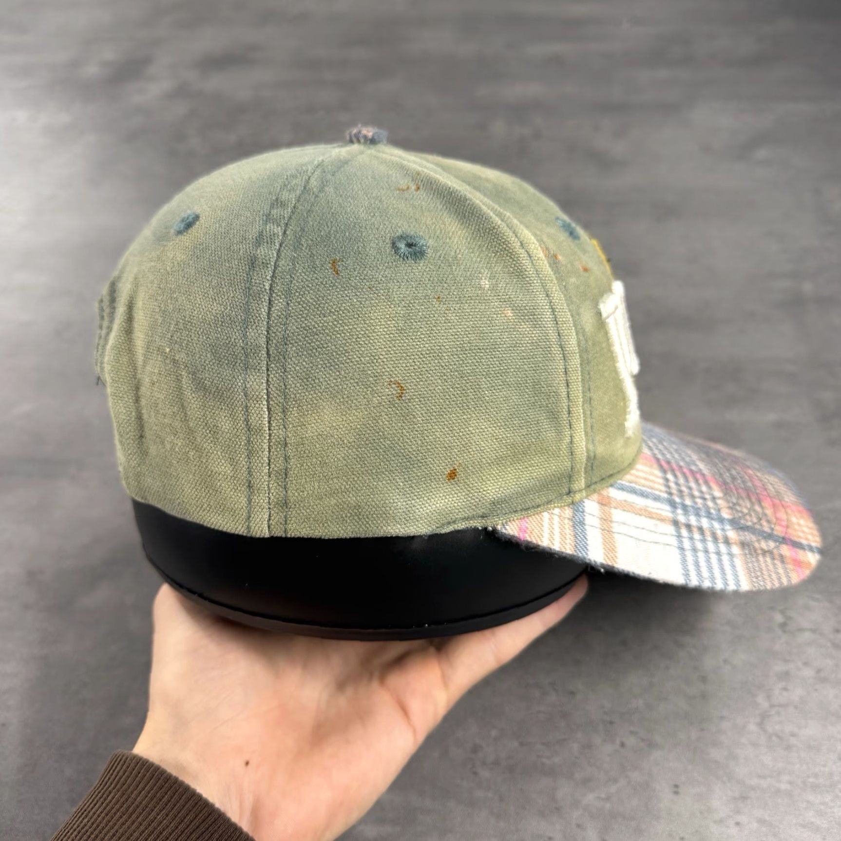 Disney VINTAGE Disney Winnie The Pooh Hat Green Denim Plaid Faded Trucker Hat Thrash Disney Store Size ONE SIZE - 4 Thumbnail