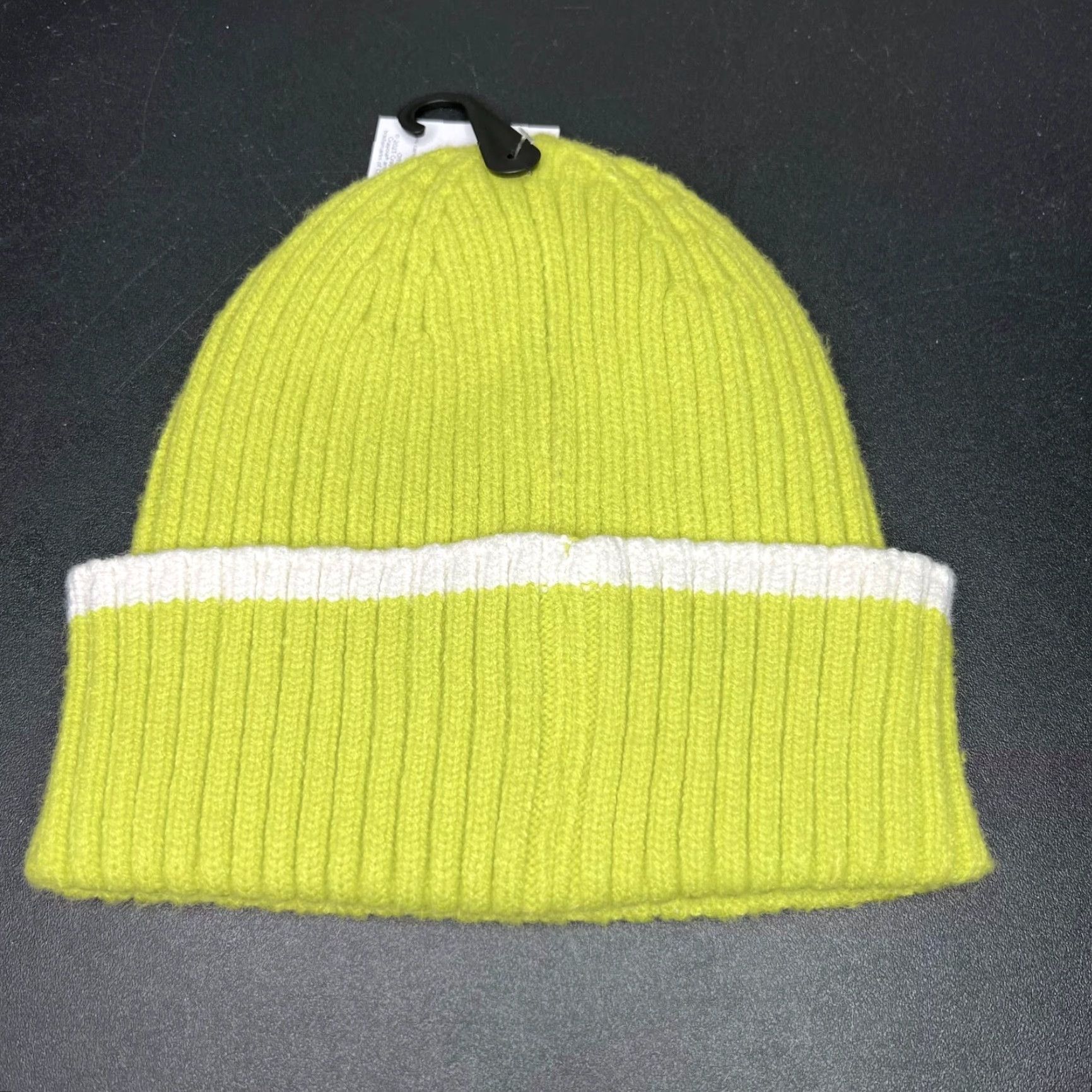 Vintage Crayola Kohls Women's Beanie Knit Hat One Size Lime Green White Sulphur Logo Knit Fall Winter Size ONE SIZE - 6 Thumbnail