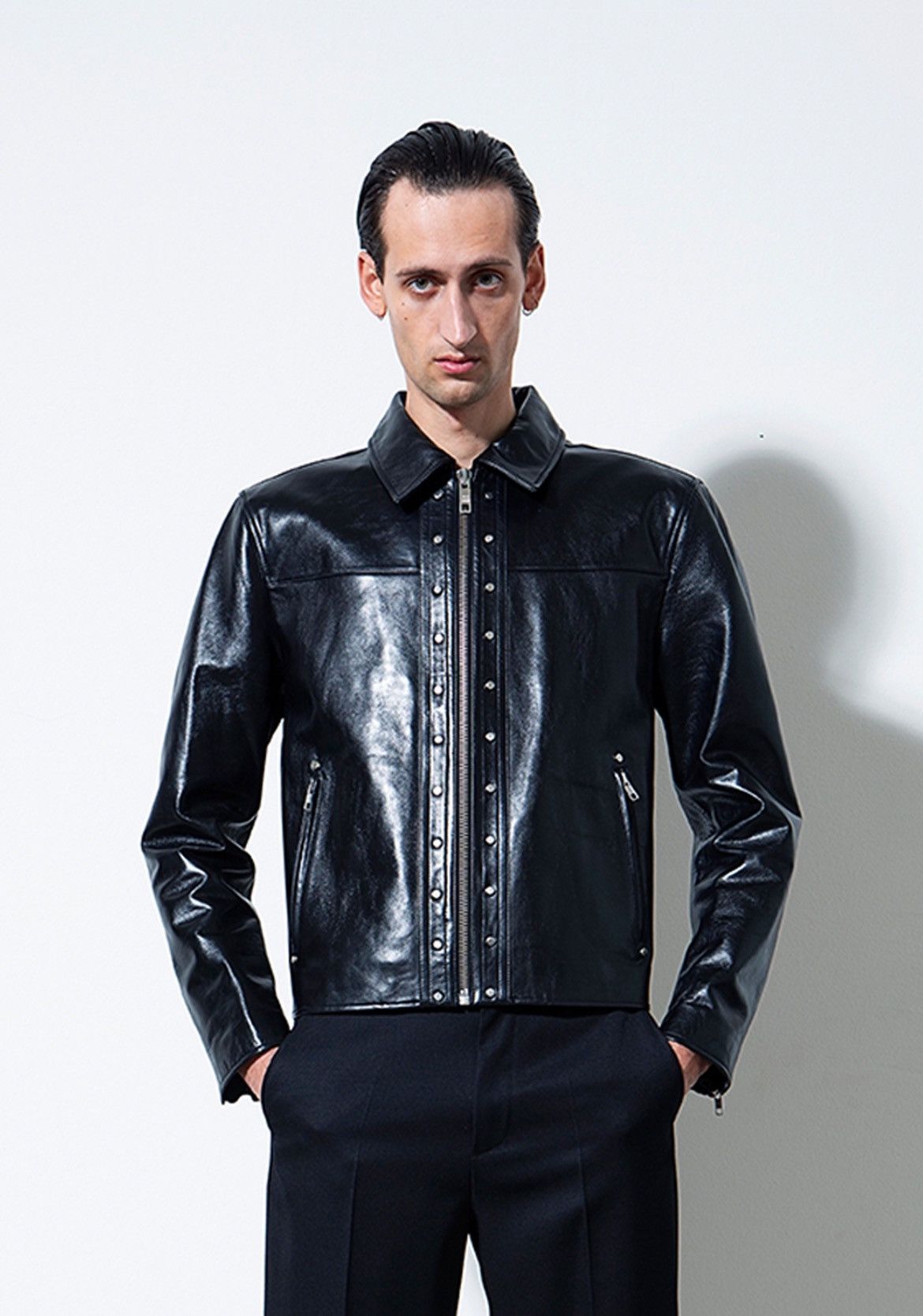 Studded Leather Jacket. Medium