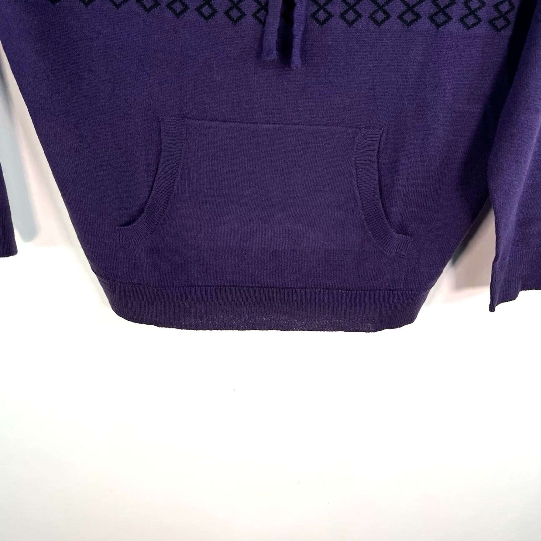 Vintage NYC Sweatshirt Women M Purple Geometric Pattern Hooded Knit Pullover NWT Activewear Size M / US 6-8 / IT 42-44 - 2 Thumbnail
