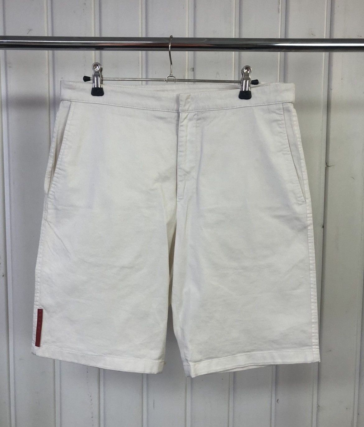 Prada Vintage Red Tab Shorts for Lady's Size 42 in White Cotton Sport  Summer y2k