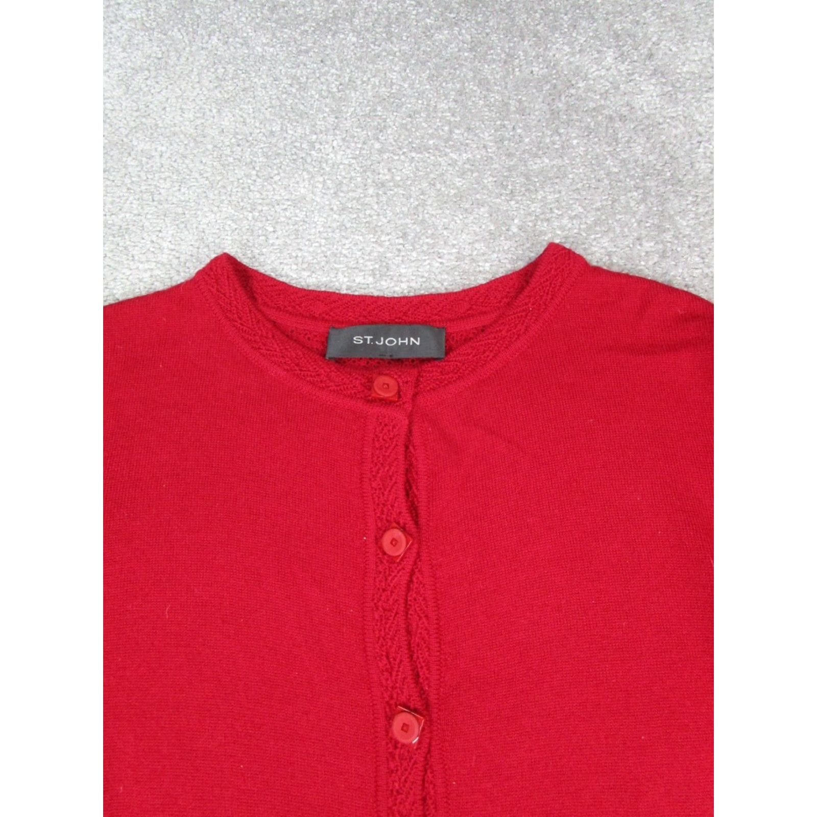 St. John ST.John Sweater Cardigan Womens Small Red Wool Knit Round Neck Long Sleeve Size S Regular Fit Womens Size S / US 4 / IT 40 - 2 Thumbnail