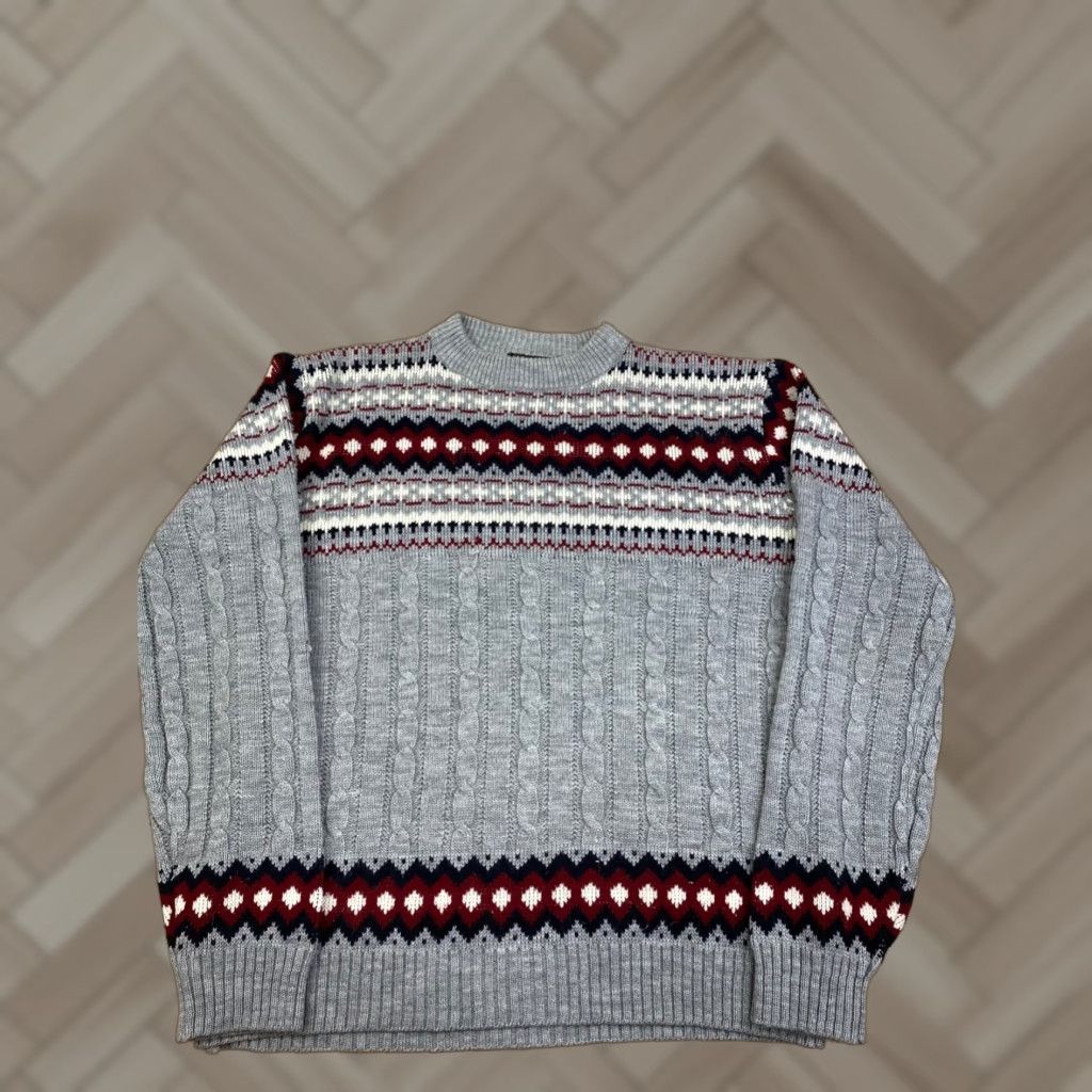 Vintage VINTAGE J. C. Penney Acrylic Sweater Mens L Gray Winter Christmas Geometric 10286 Size US L / EU 52-54 / 3 - 1 Thumbnail