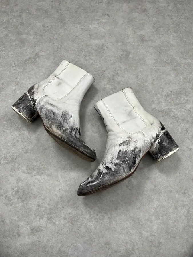 Maison Margiela Maison Margiela White Painted Abstract Heels Boots Size US 6 / IT 36 - 3 Thumbnail