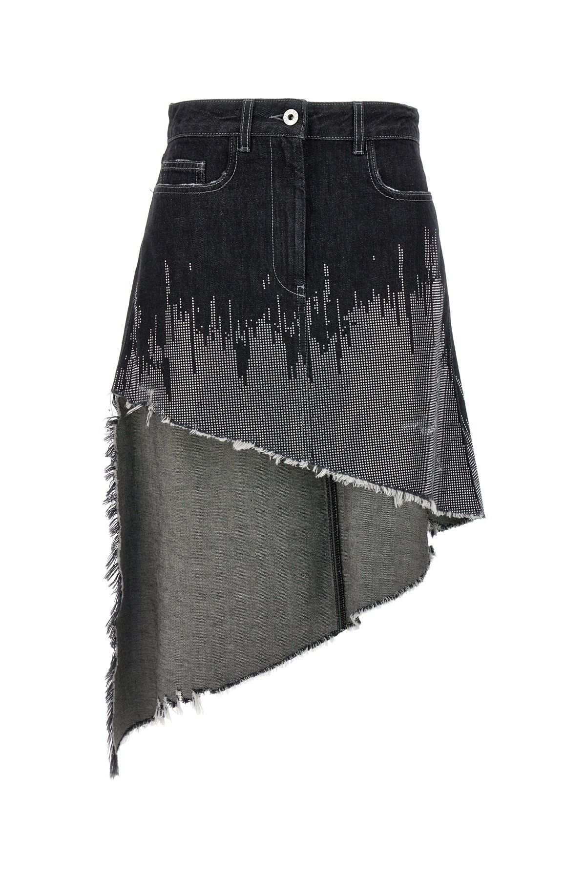 image of J W Anderson Sequin Asymmetric Denim Skirt in Grey, Women's (Size 26)