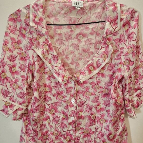 Other Isabelle Elie Silk Floral Short Sleeve Button Up Blouse - S Size S / US 4 / IT 40 - 3 Thumbnail