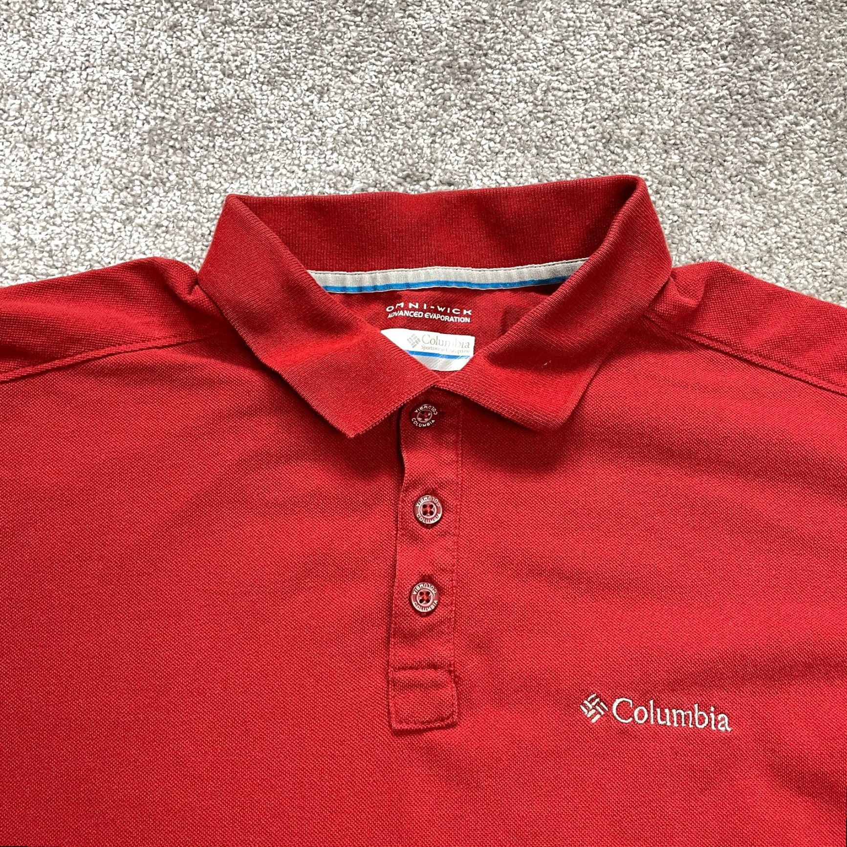 Vintage Columbia Polo Shirt Mens Large Red Short Sleeve Cotton Omn i Wick Size US L / EU 52-54 / 3 - 3 Thumbnail