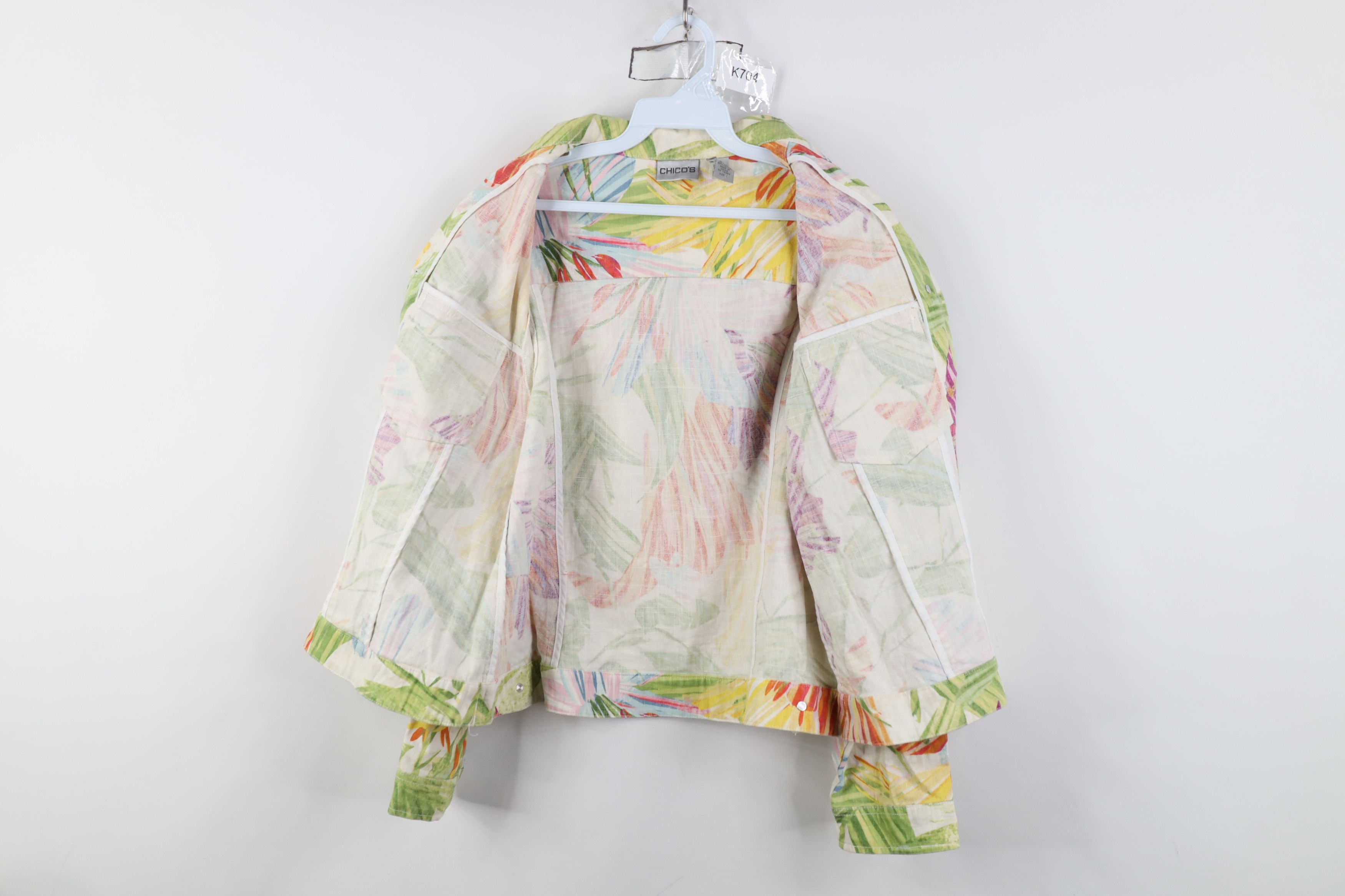 Chicos Vintage Chicos All Over Print Flower Linen Trucker Jacket Size XS / US 0-2 / IT 36-38 - 8 Thumbnail