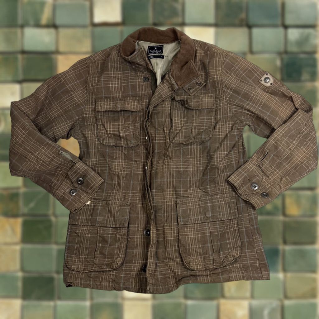 Marcs VINTAGE Marc Ecko Military Jacket Brown & Blue Plaid Coat Mid-Length Mens M Size US M / EU 48-50 / 2 - 1 Thumbnail