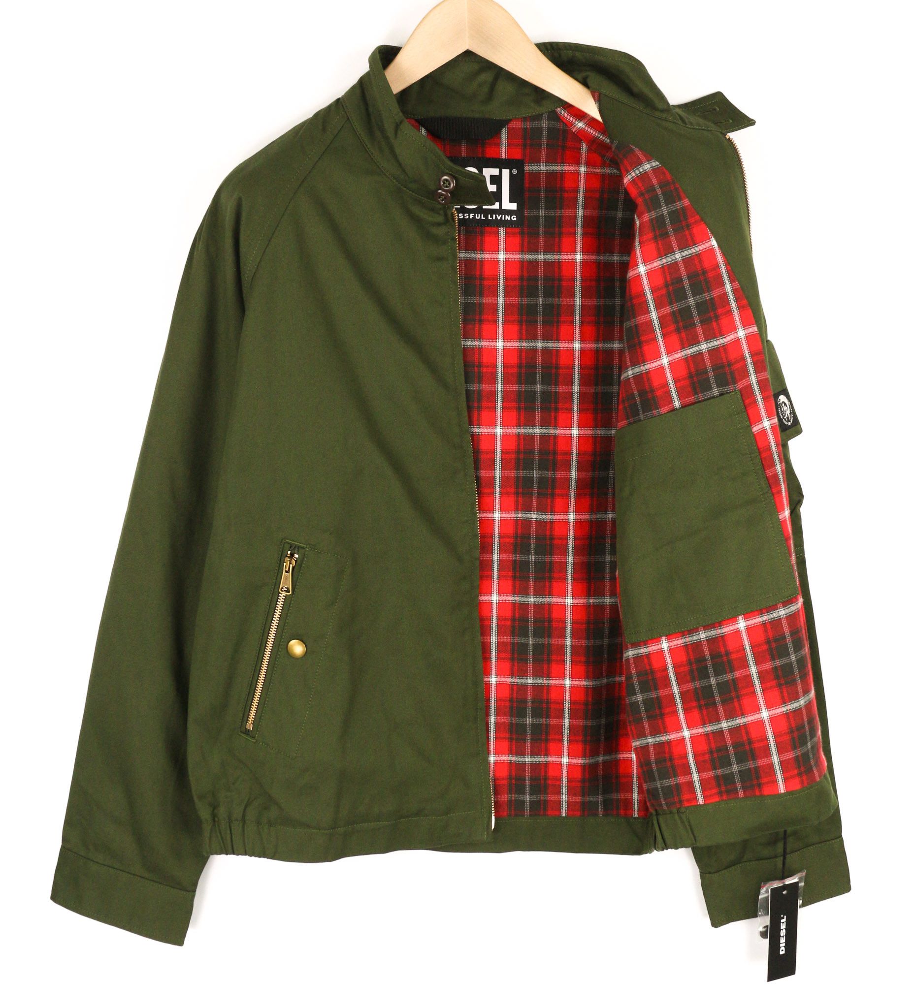 Diesel J-HARRY L Green Band Neck Plaid Lined Jacket 40029 Size US L / EU 52-54 / 3 - 4 Thumbnail