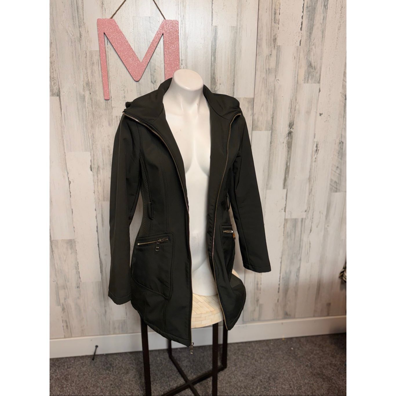 Guess GUESS Women’s Black Hooded Zip-Up Jacket Coat Size M Size M / US 6-8 / IT 42-44 - 6 Thumbnail