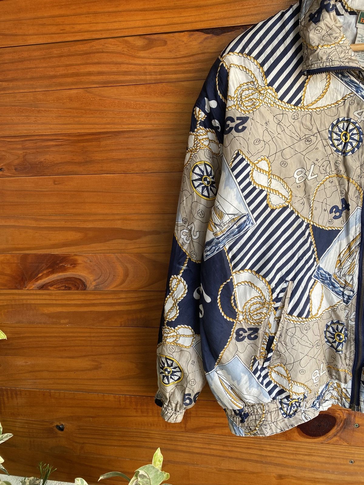 Japanese Brand Out Brook Nautical Print Jacket | Vintage Sailing Pattern Size US L / EU 52-54 / 3 - 7 Thumbnail
