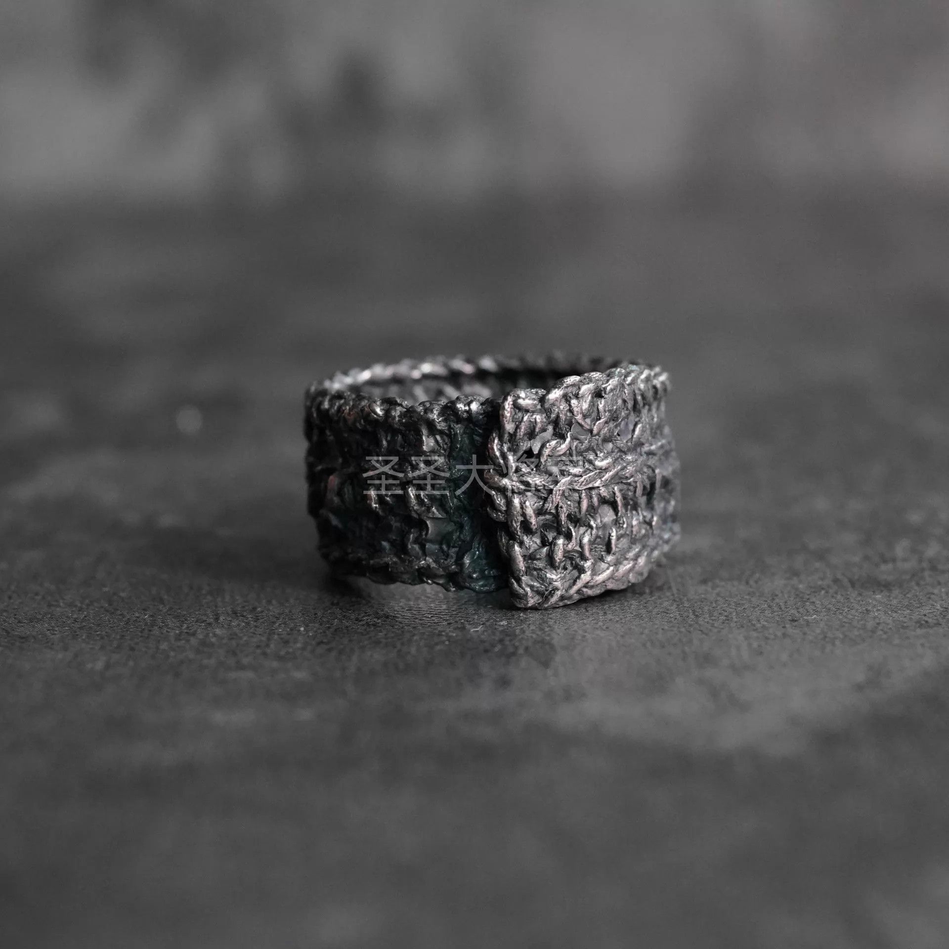 DETAJ Detaj Distressed Chainmail Sterling Silver Ring 14+20 New Size ONE SIZE - 2 Thumbnail