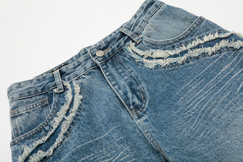 Jean Retro washed whiskered men's loose casual curved jeans Size US 32 / EU 48 - 3 Thumbnail