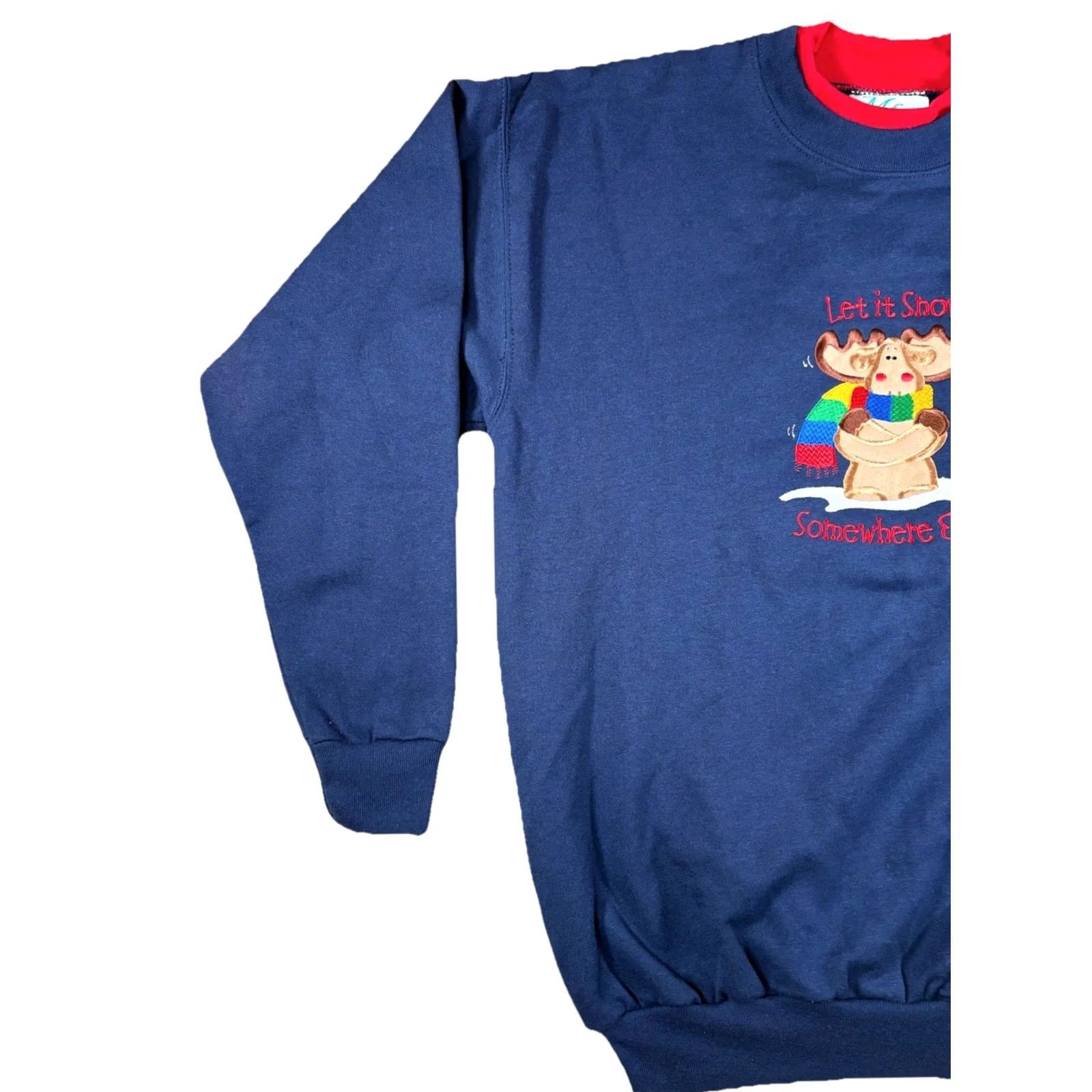 Vintage VINTAGE MC Energy Navy Blue Let It Snow Pullover Sweatshirt Womens Size Medium Size M / US 6-8 / IT 42-44 - 3 Thumbnail