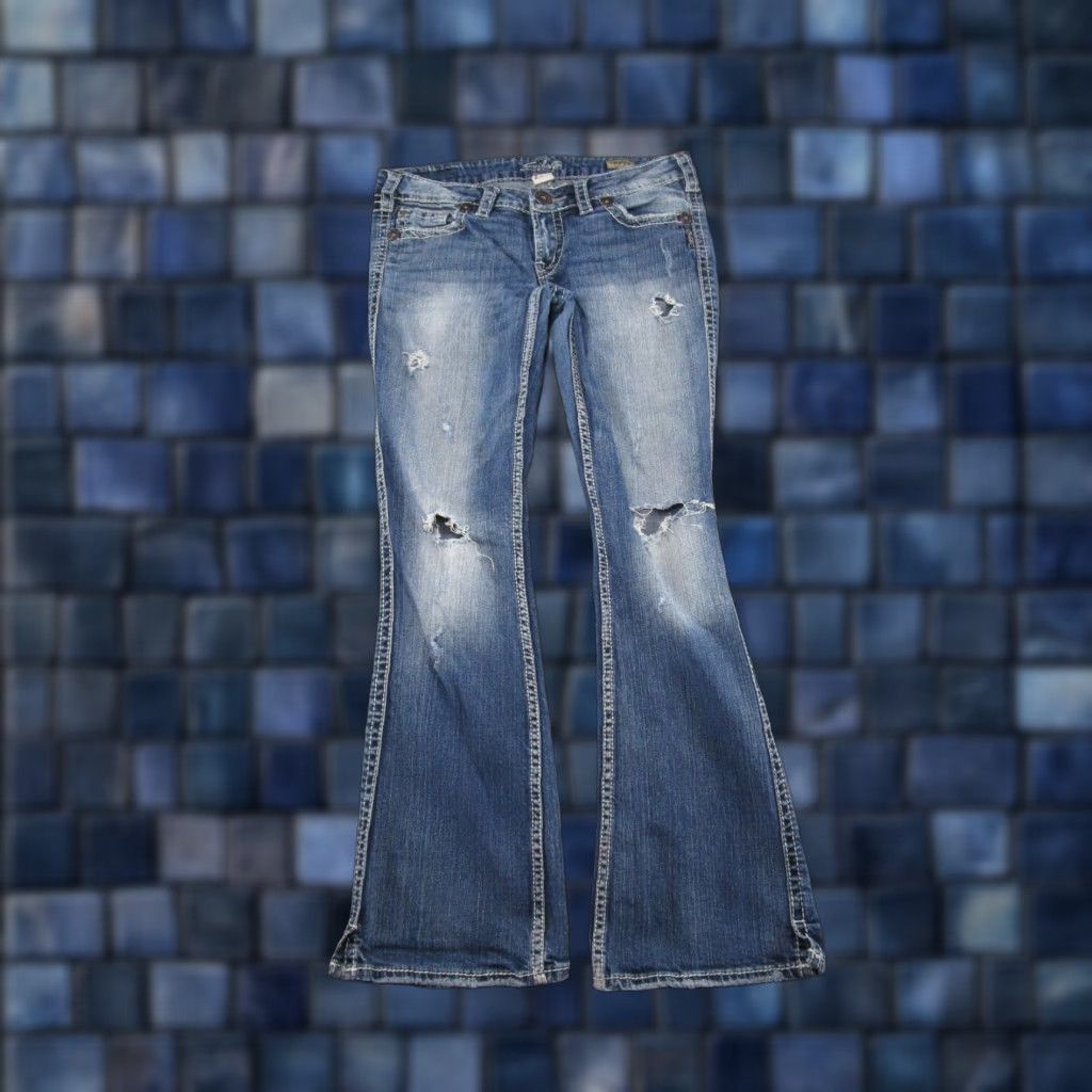 Silver Jeans Co. Y2K Silver Jeans Co Twisted Boot Cut Jeans Women's Tag Size 28x31 Blue Denim Cotton Blend 5-Pocket Design Regular Rise Low Waist Womens Size 28" / US 6 / IT 42 - 1 Thumbnail
