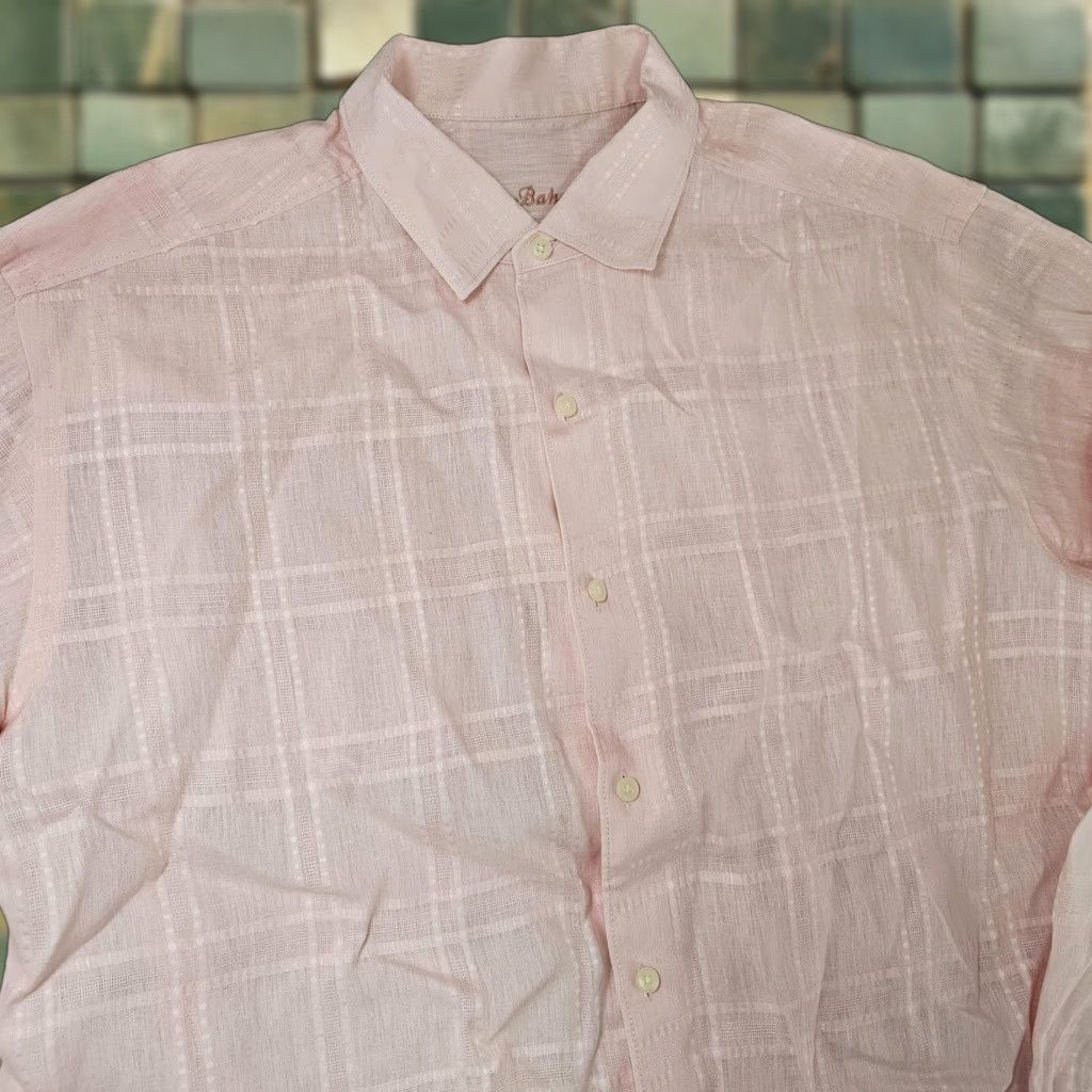 Tommy Bahama Tommy Bahama Shirt Mens XL Pink 100% Linen Long Sleeve Button Front Casual Plaid Size US XL / EU 56 / 4 - 1 Thumbnail