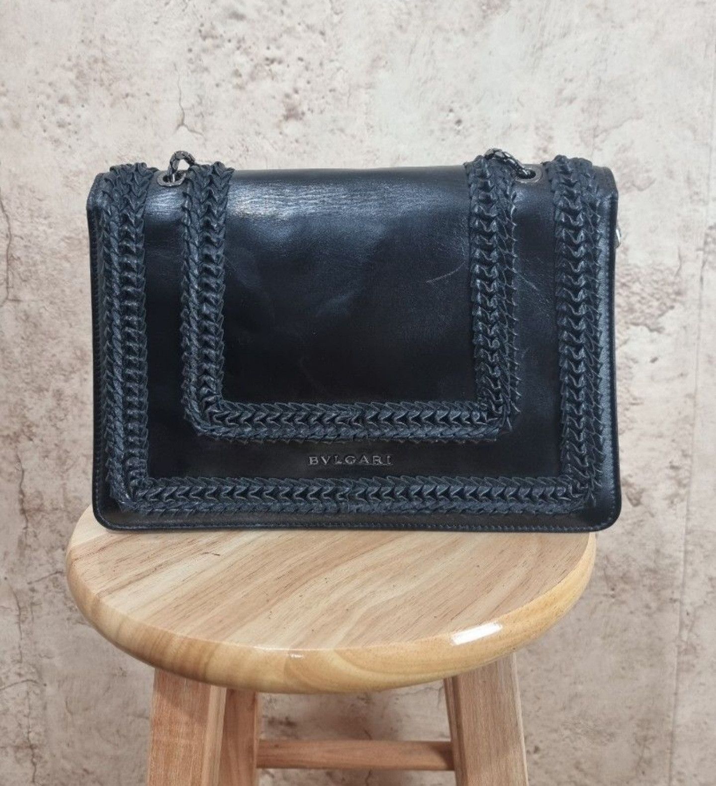 Bvlgari Blvgari Plisse Black Serpenti Leather Bag Size ONE SIZE - 3 Thumbnail