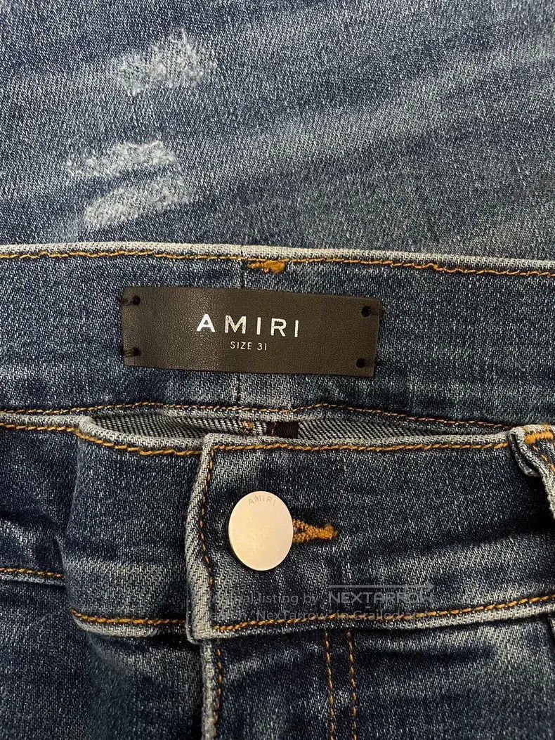 Amiri Amiri Size 31 Blue split leather straight jeans Size US 31 - 3 Thumbnail