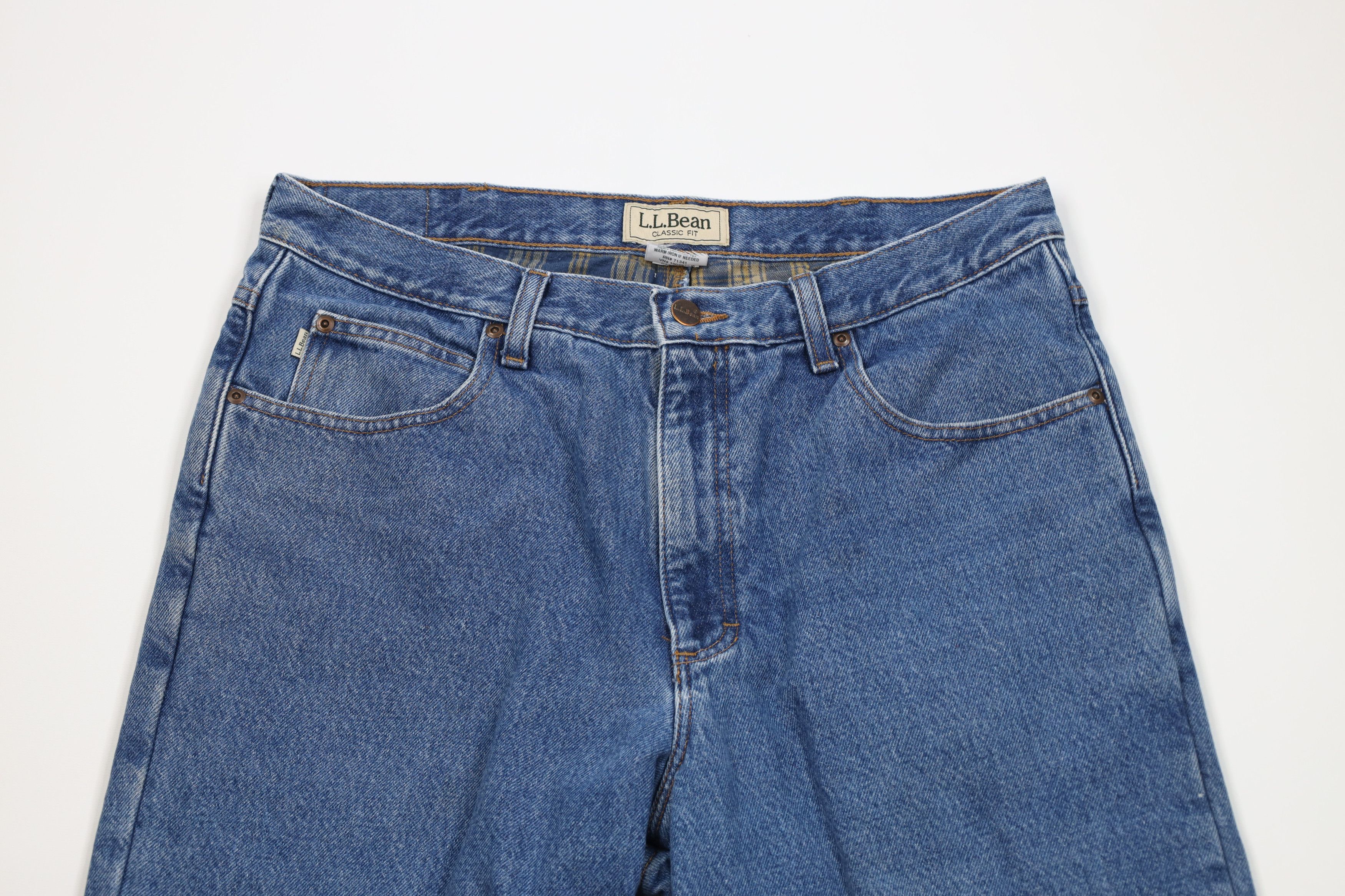 L.L. Bean Vintage 90s Y2K LL Bean Fit Flannel Lined Denim Jeans Blue Size US 34 / EU 50 - 3 Thumbnail