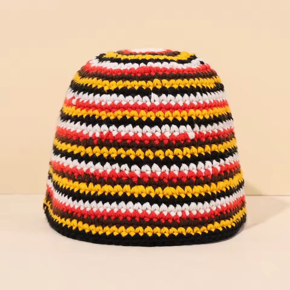 Handmade Retro Striped Handmade Knitted Hat Size ONE SIZE - 1 Thumbnail