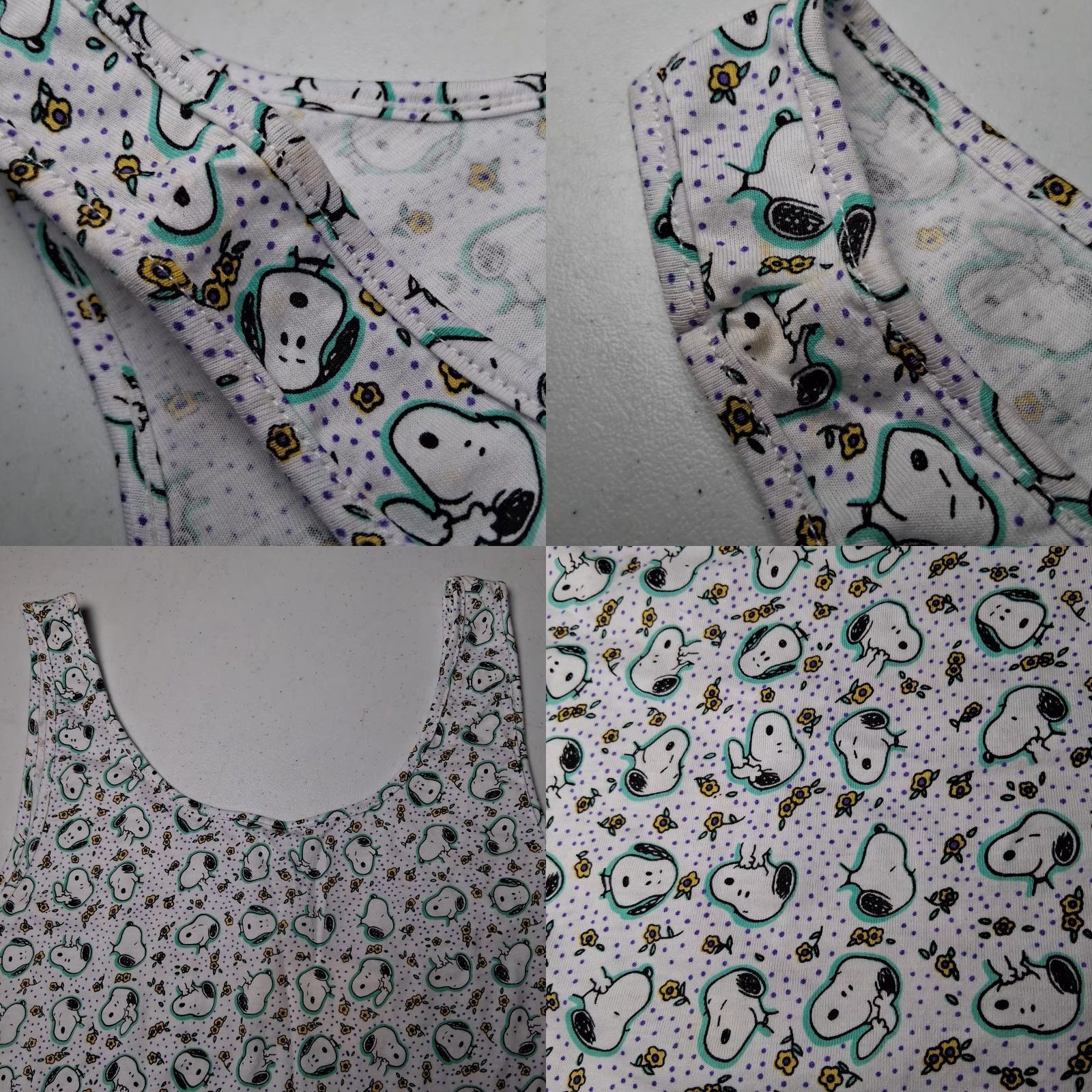 Peanuts VINTAGE Peanuts Snoopy Tank Top Women M White Sleeveless Scoop Neck Undershirt Casual Regular Knit Cotton Front Graphic?? Size M / US 6-8 / IT 42-44 - 8 Thumbnail