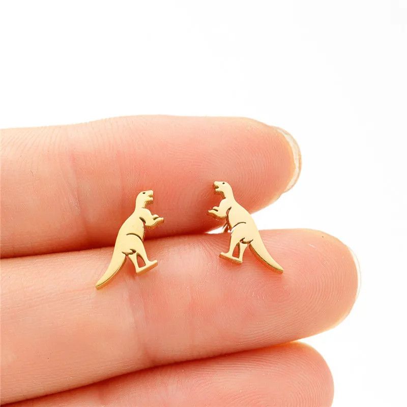 Jewelry Dinosaur Mini Stud Earrings Charm Earring Gift Size ONE SIZE - 2 Thumbnail