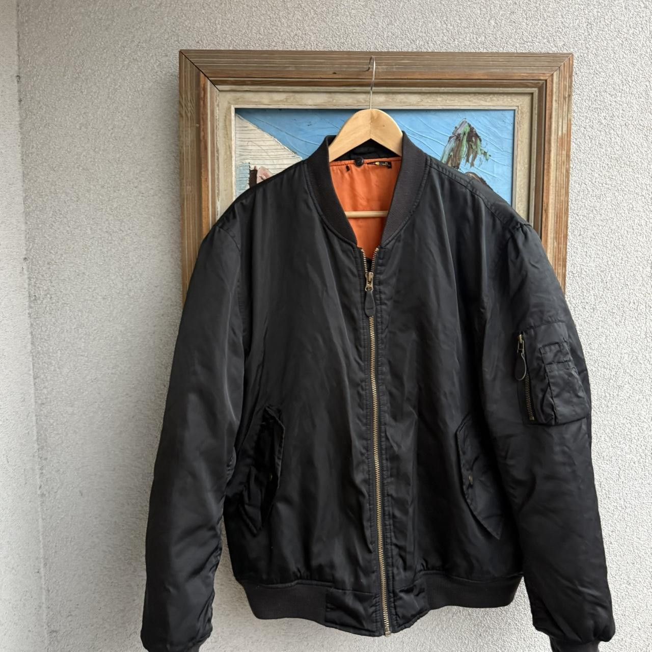 Vintage b-3 type jacket bomber alpha black orange reversible