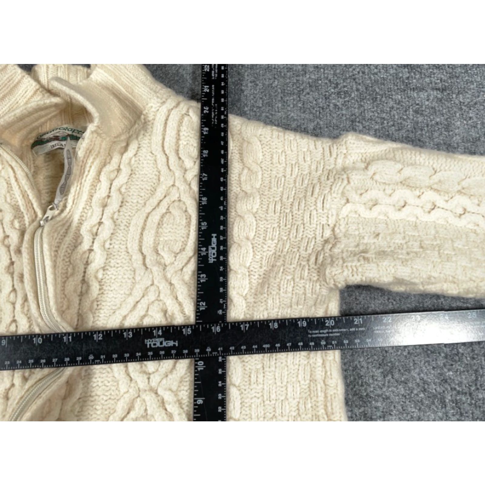 Vintage Aran Crafts Cable Knit High Neck Zip Sweater Women's Small Ivory Wool w/ flaw Size S / US 4 / IT 40 - 4 Thumbnail