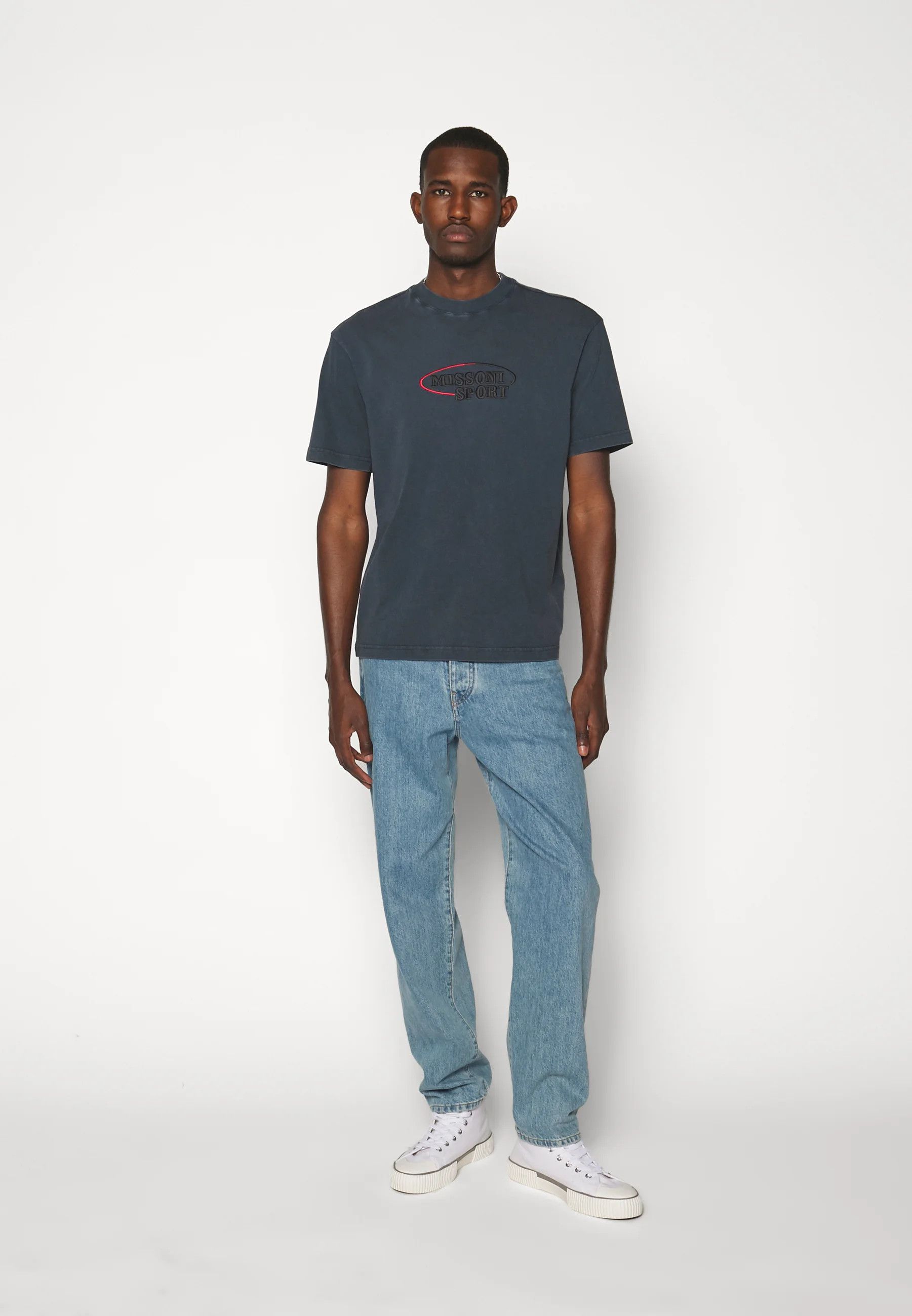 Missoni o1y0225 Logo Crewneck T-Shirt in Dark Blue Size US XS / EU 42 / 0 - 6 Thumbnail