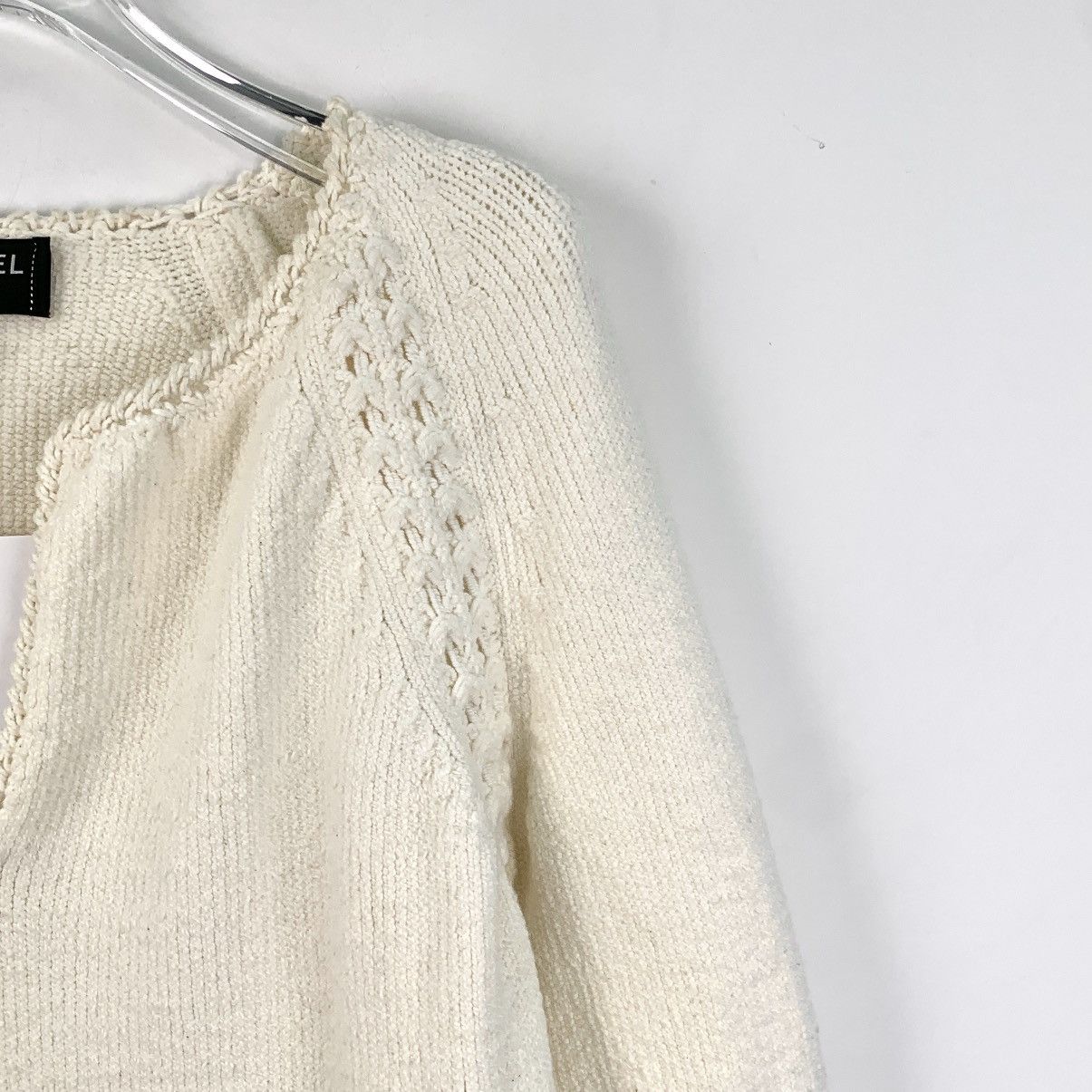 Chanel Chanel Beige Cotton V-Neck Long Sleeve Tassel Knit Dress Size M / US 6-8 / IT 42-44 - 3 Thumbnail