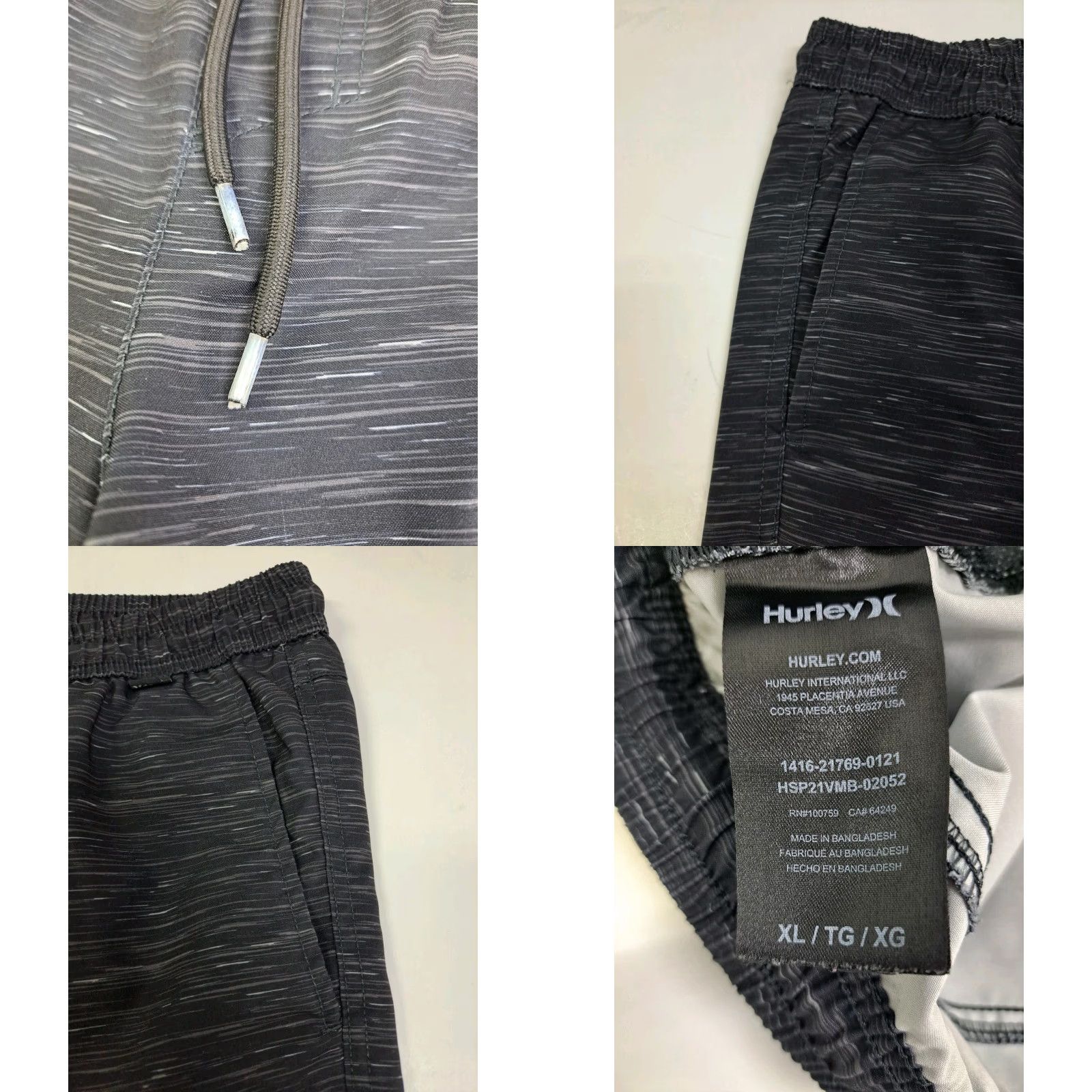 Hurley Hurley Mens Swim Shorts Black White Marks Pockets Drawstring XL Bottom Swim Shorts Mens Size US 36 / EU 52 - 8 Thumbnail