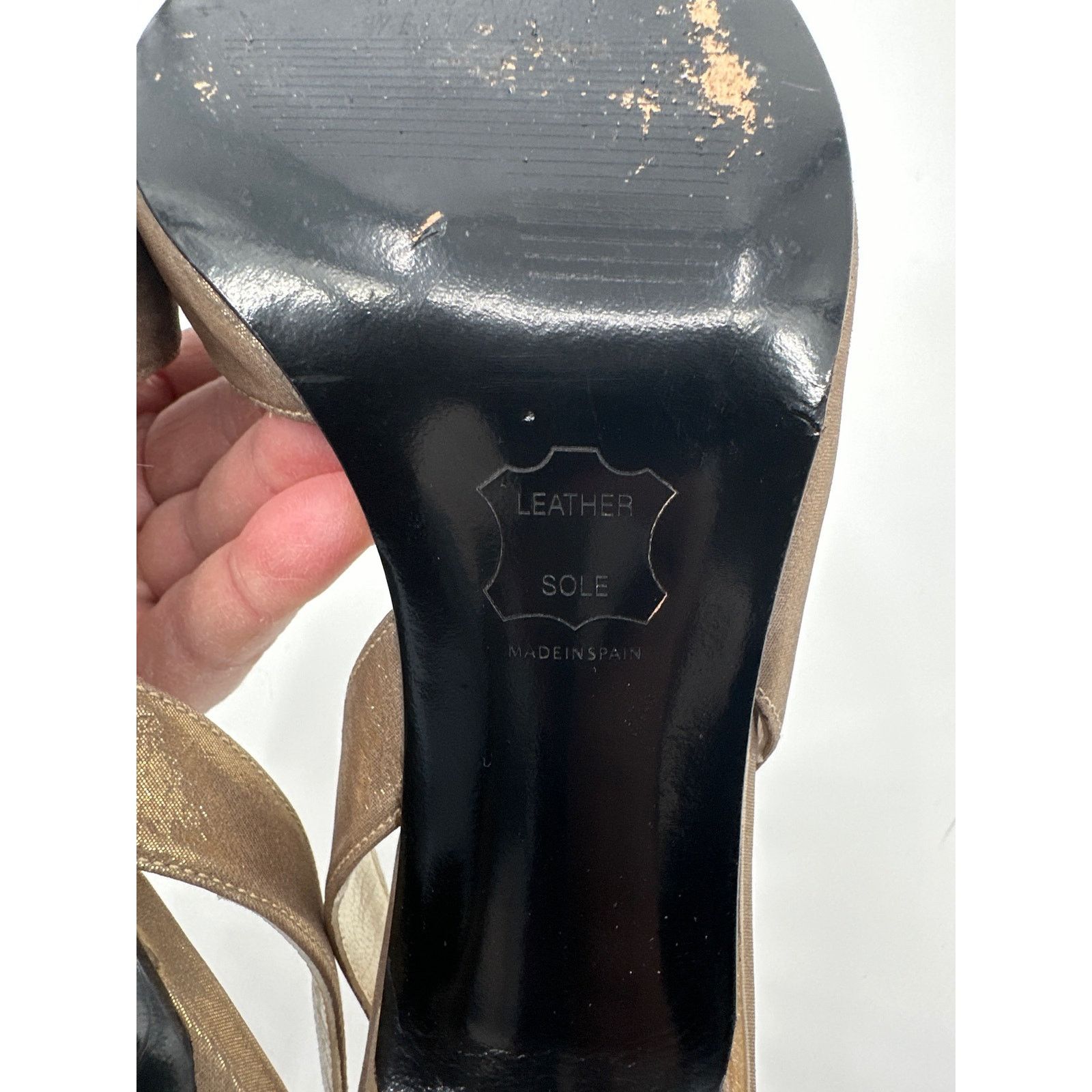 Stuart Weitzman Stuart Weitzman Slingback Metallic Gold Peep Toe Heels US 7 Size US 7 / IT 37 - 9 Thumbnail