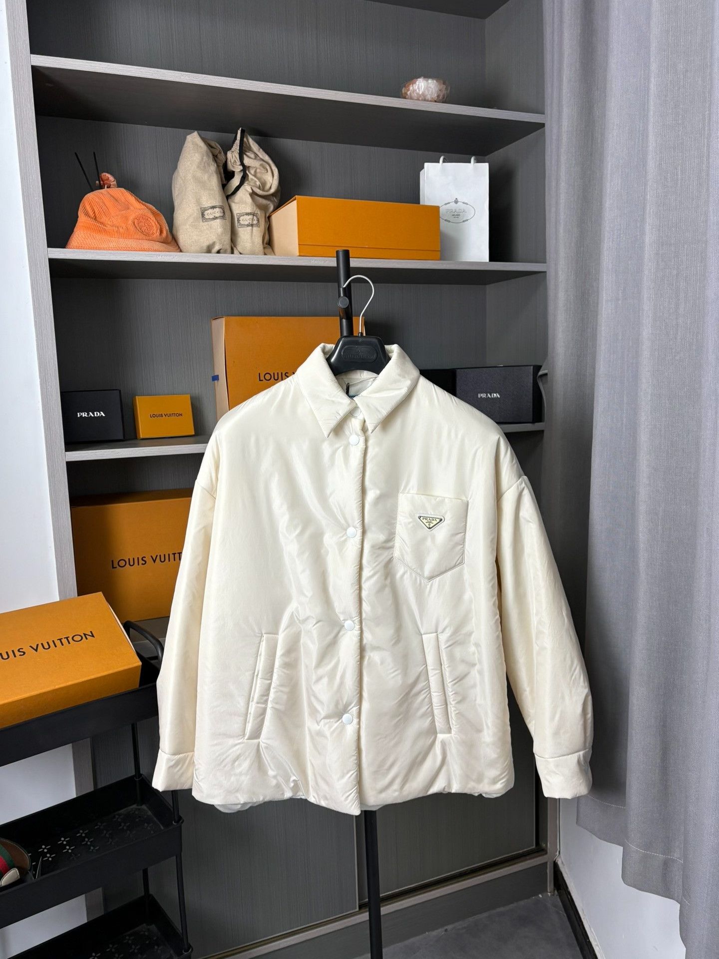 Prada Prada Nylon Cotton White Heavy Coat 38 Men Size US S / EU 44-46 / 1 - 1 Thumbnail