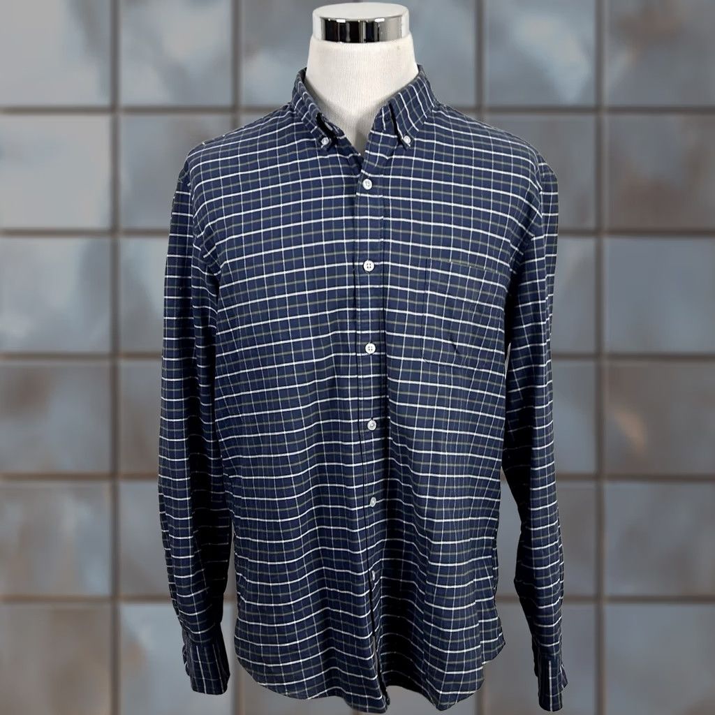 J.Crew J.CREW XL Flex Oxford Shirt Blue Yellow Plaid Cotton Blend Casual Button-Down Shirt Mens XL Plaid Button-Front Oxford Shirt Size US XL / EU 56 / 4 - 1 Thumbnail