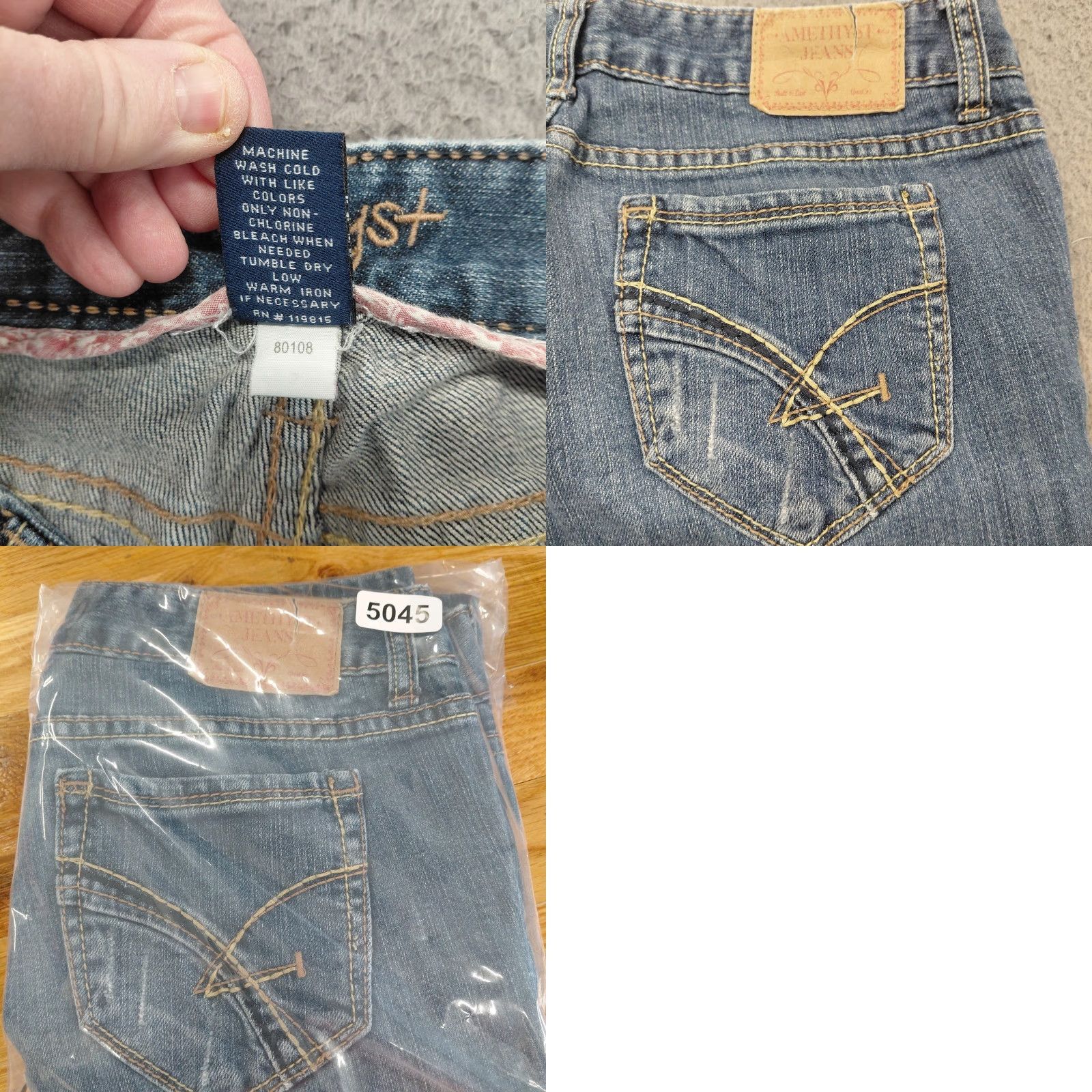 Denime Amethyst Jeans Women's Size 9 Blue Denim Distress Straight Stretch Embroidered Regular Bootcut Jeans Size 30" / US 8 / IT 44 - 9 Thumbnail