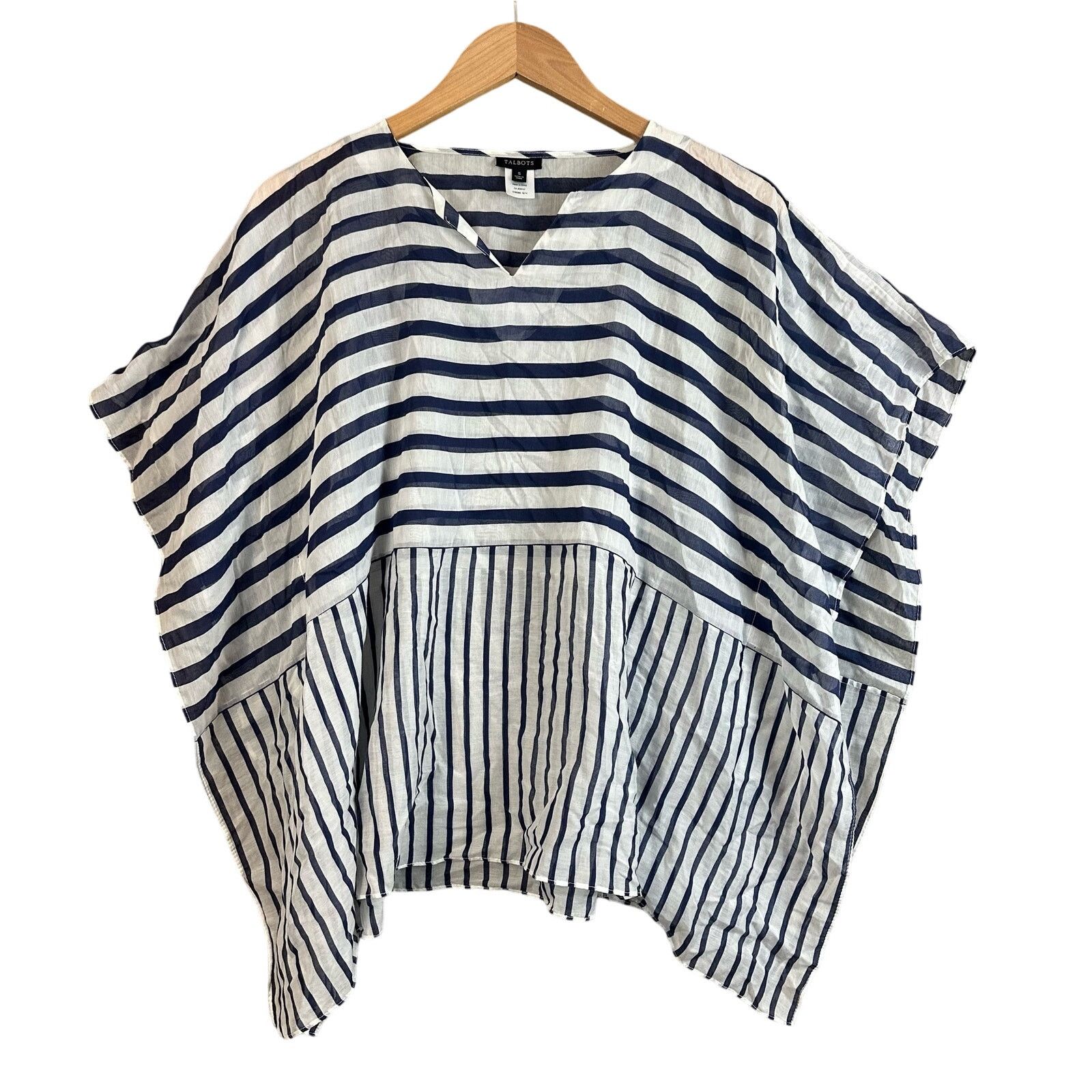 Other Talbots Silk Navy Blue White Kaftan Poncho Tunic Top S Size S / US 4 / IT 40 - 1 Thumbnail