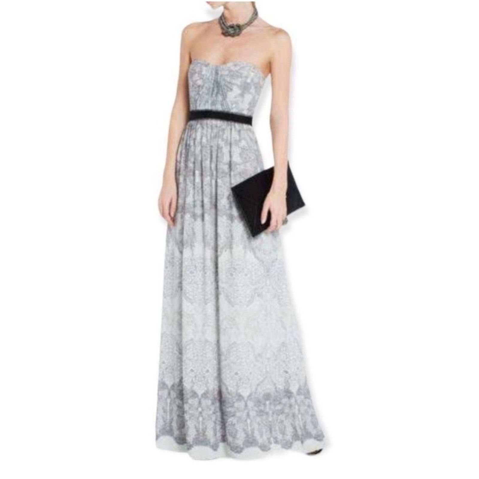 Bcbgmaxazria Bcbgmaxazria Amber Strapless Maxi Dress White Gray Sz 2 Size XS / US 0-2 / IT 36-38 - 1 Thumbnail
