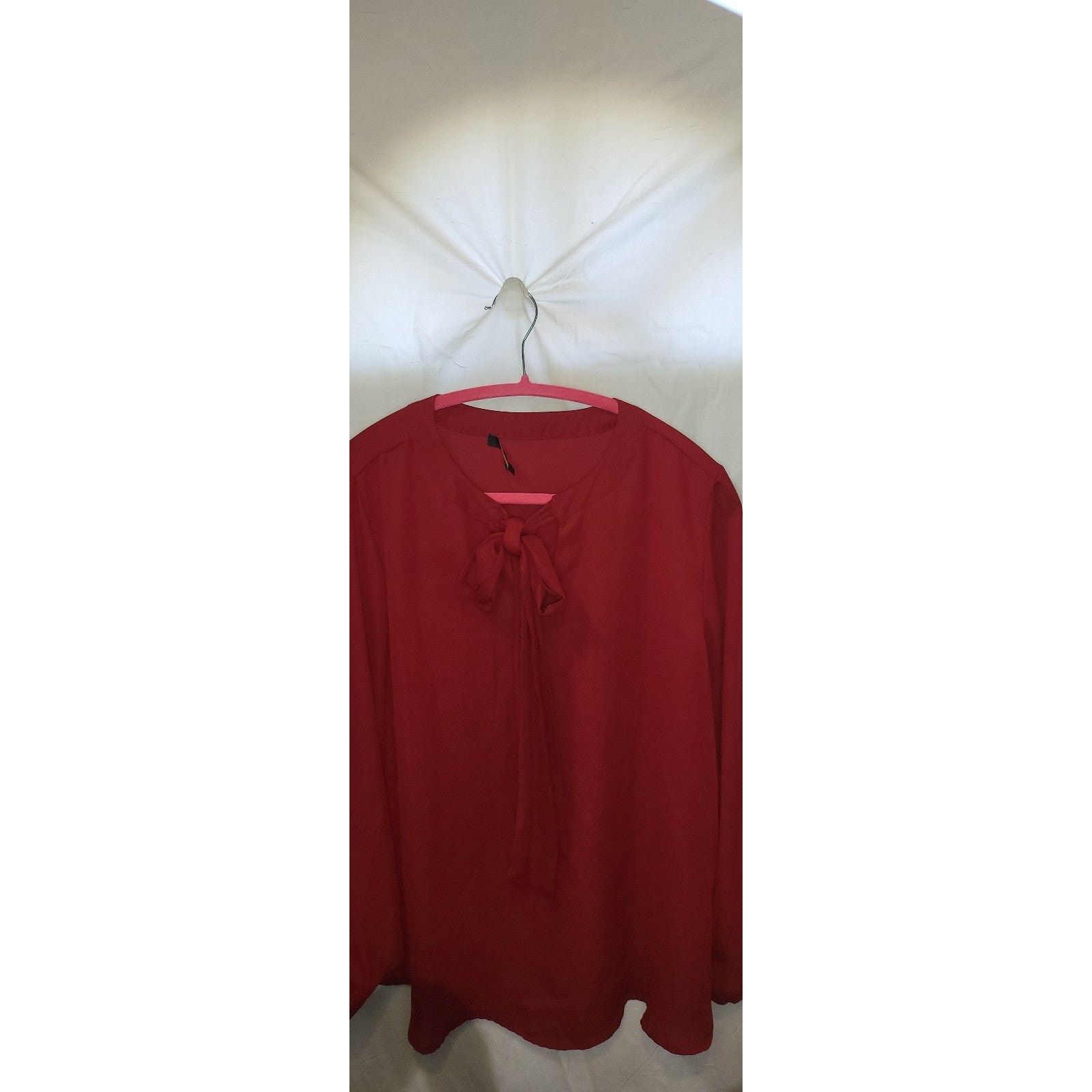 Other Ellen Weaver Women’s Red Long Sleeve Bow Blouse Size 1X Size XL / US 12-14 / IT 48-50 - 4 Thumbnail