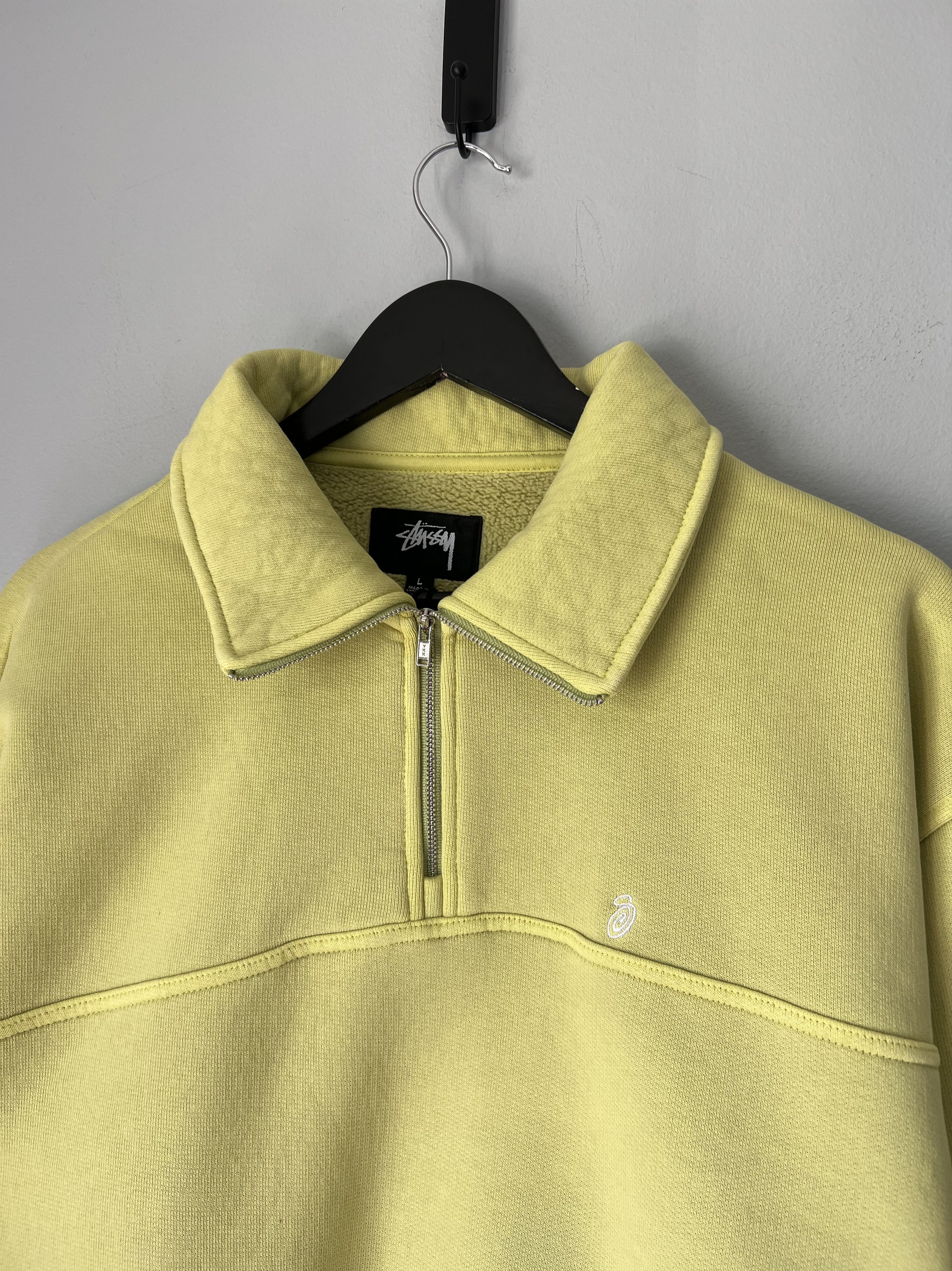 Stussy Stussy Fleece Zip Mock Sweatshirt in Lime Green Size US XL / EU 56 / 4 - 2 Thumbnail