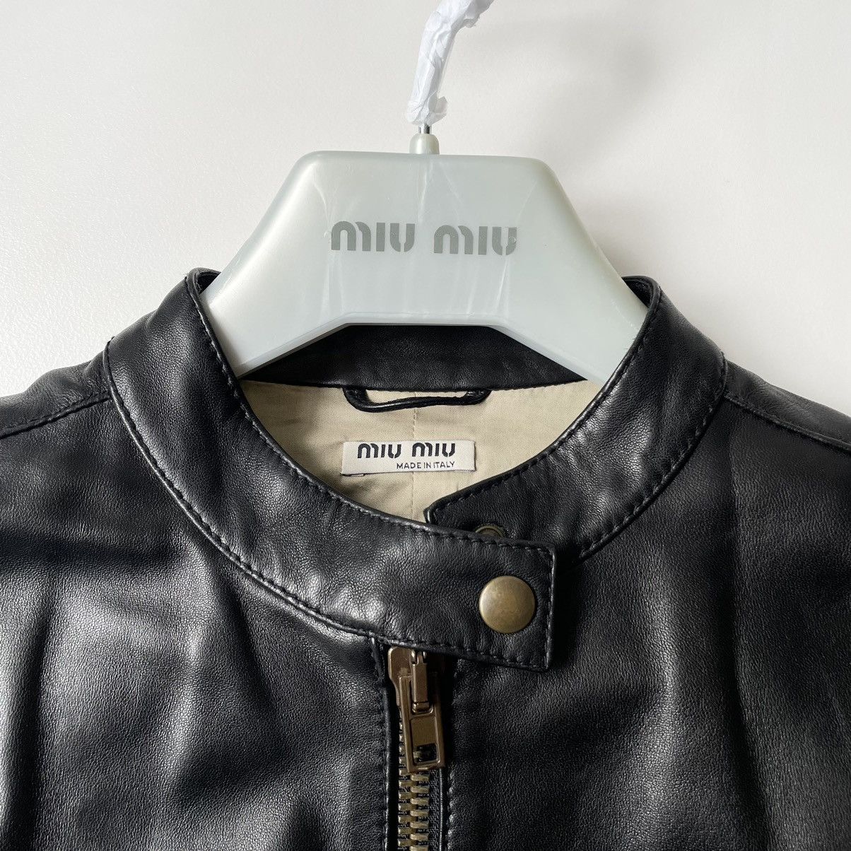 Miu Miu Mid 2000s Black Leather Moto Jacket Size S / US 4 / IT 40 - 4 Thumbnail