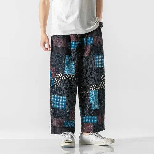Jean Fashion Wide Leg Straight Casual Patchwork Pants Size US 35 - 1 Thumbnail