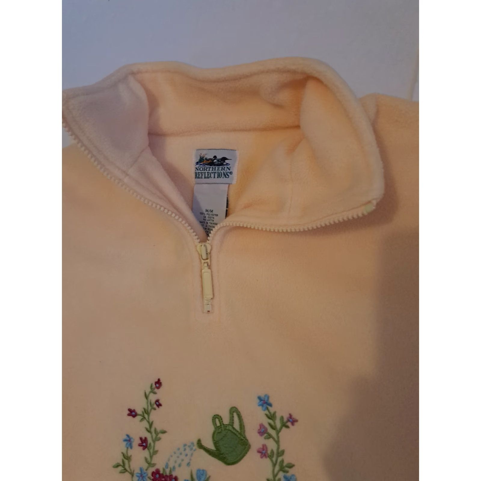 Northern Reflections VINTAGE Northern Reflections Fleece Pullover 1/4 Zip Shirt Women Spring M Yellow Floral 24in Pit to Pit Size M / US 6-8 / IT 42-44 - 3 Thumbnail