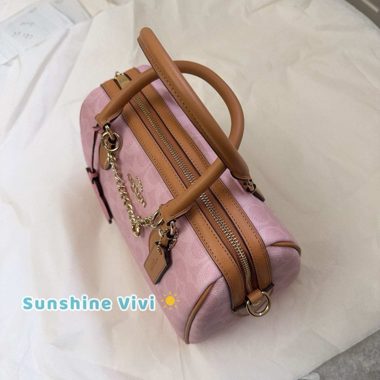 Coach NWT Coach Rowan Satchel Bag Charms Gold/Powder Pink CEA18 Size ONE SIZE - 3 Thumbnail